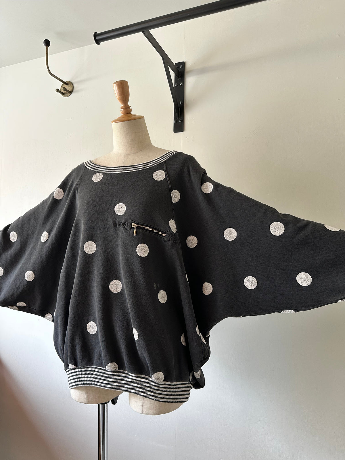 dots stripe dolman sleeve tops