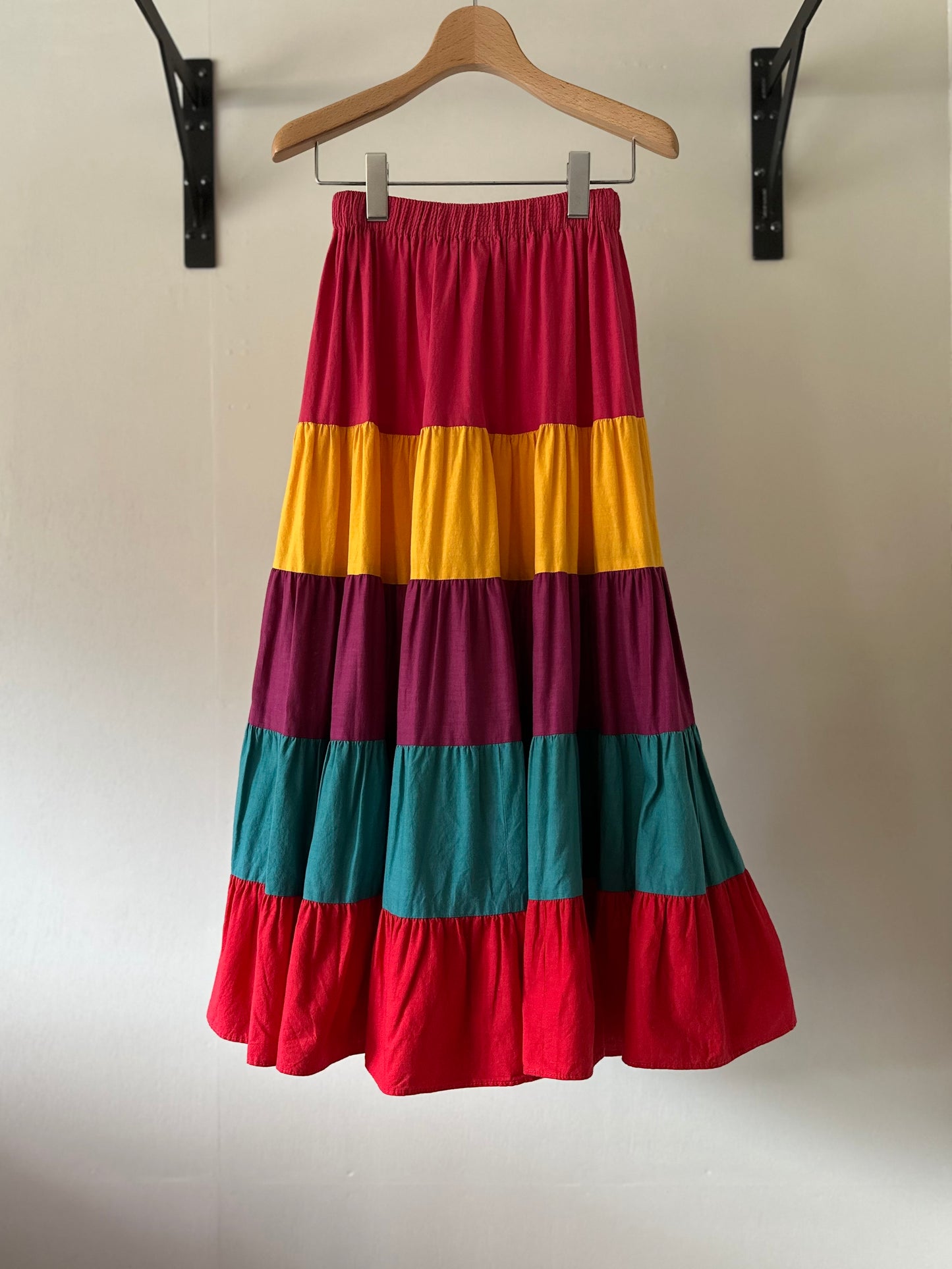 multicolored tiered skirt