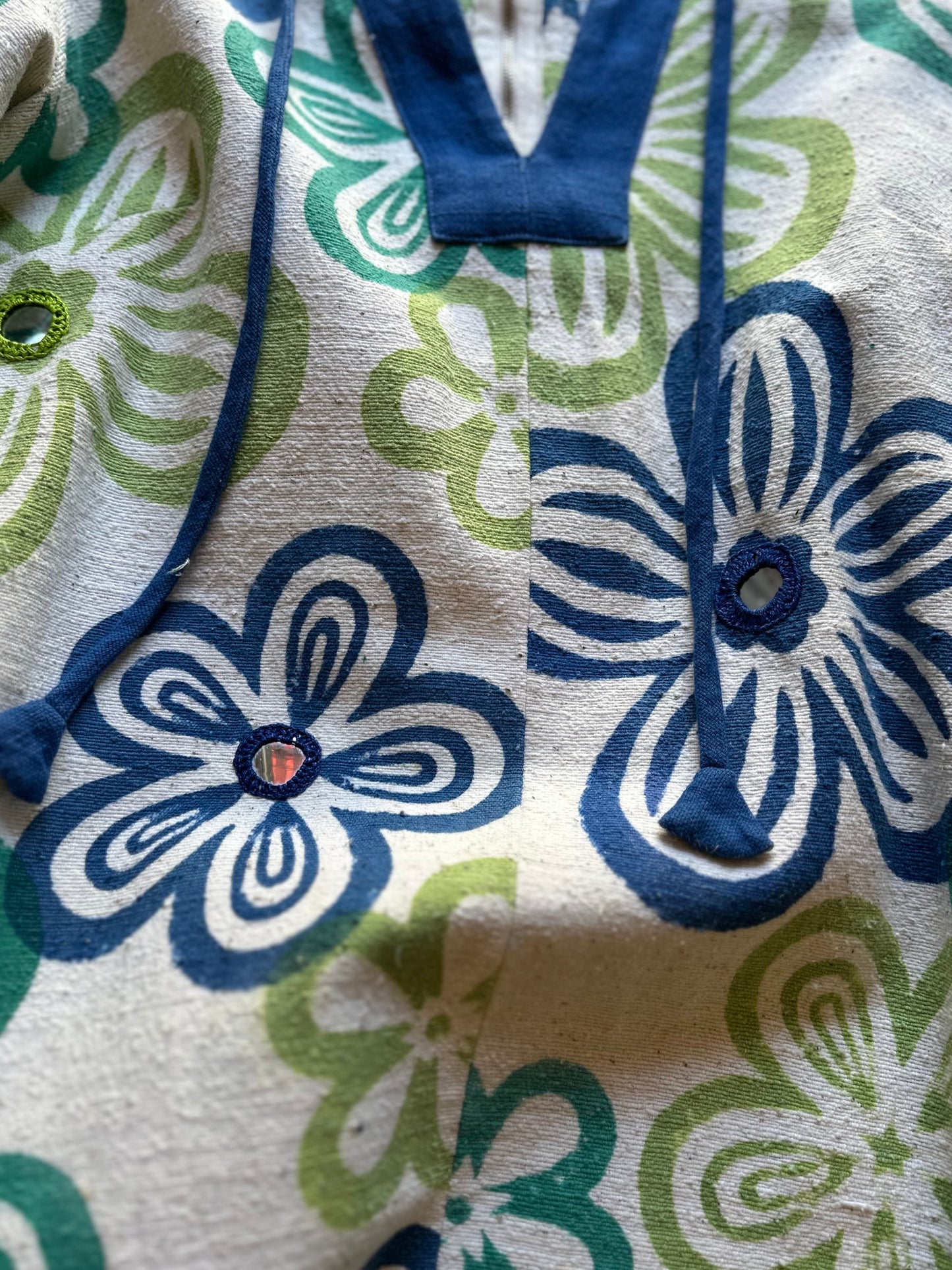 vintage floral mirror work dress
