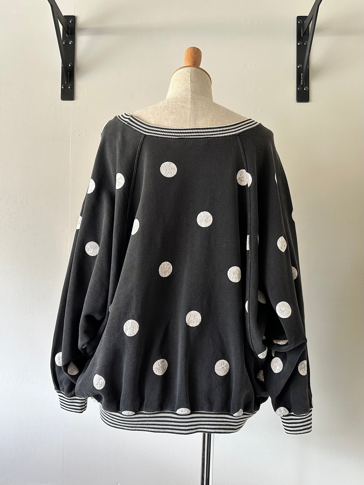 dots stripe dolman sleeve tops