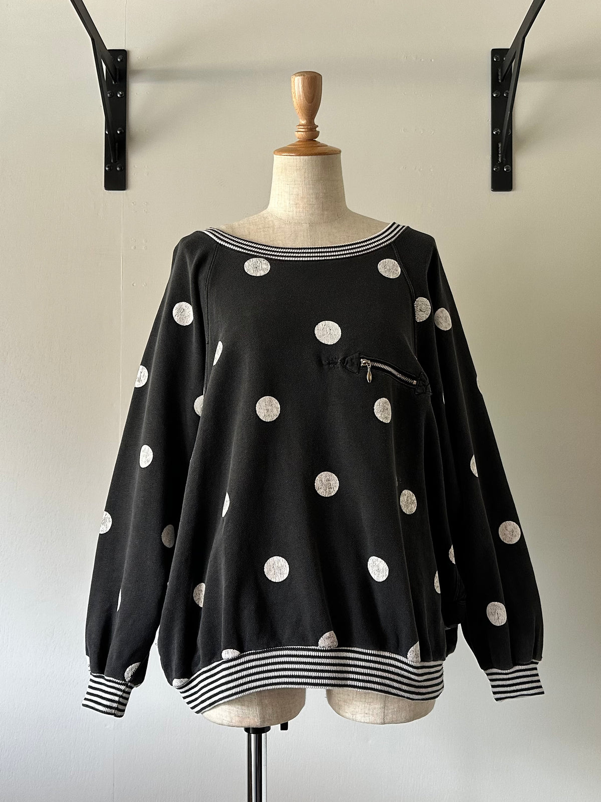 dots stripe dolman sleeve tops
