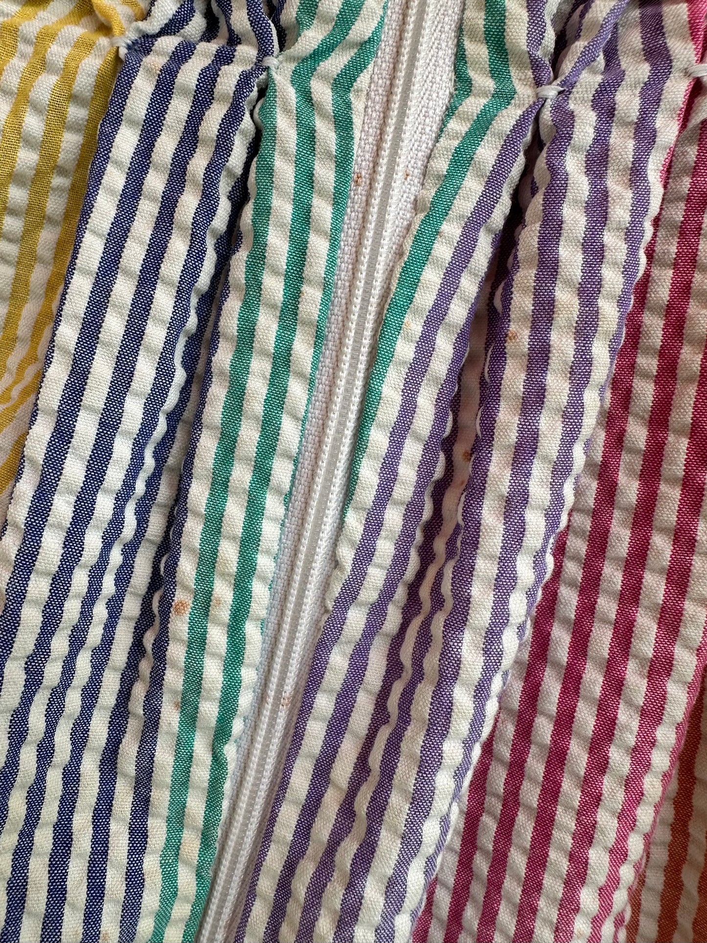 seersucker stripe zip up dress