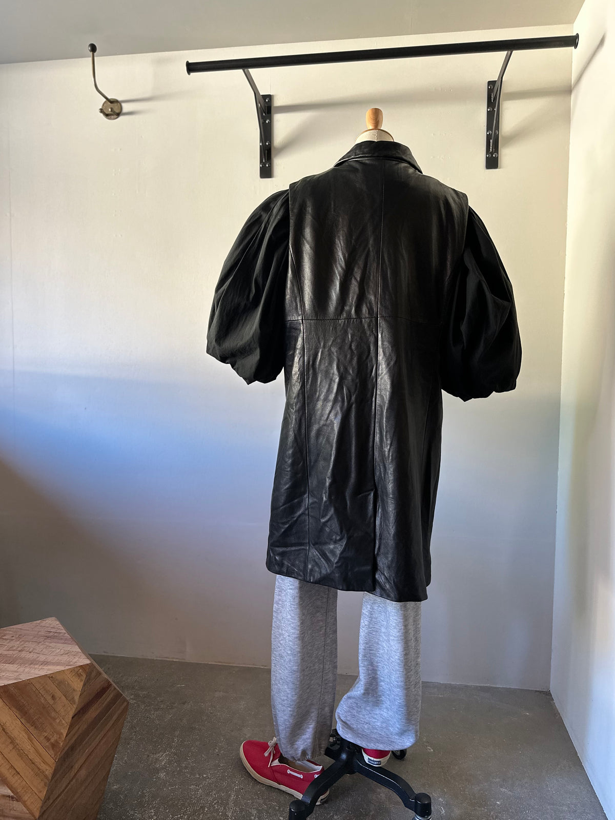 leather long vest