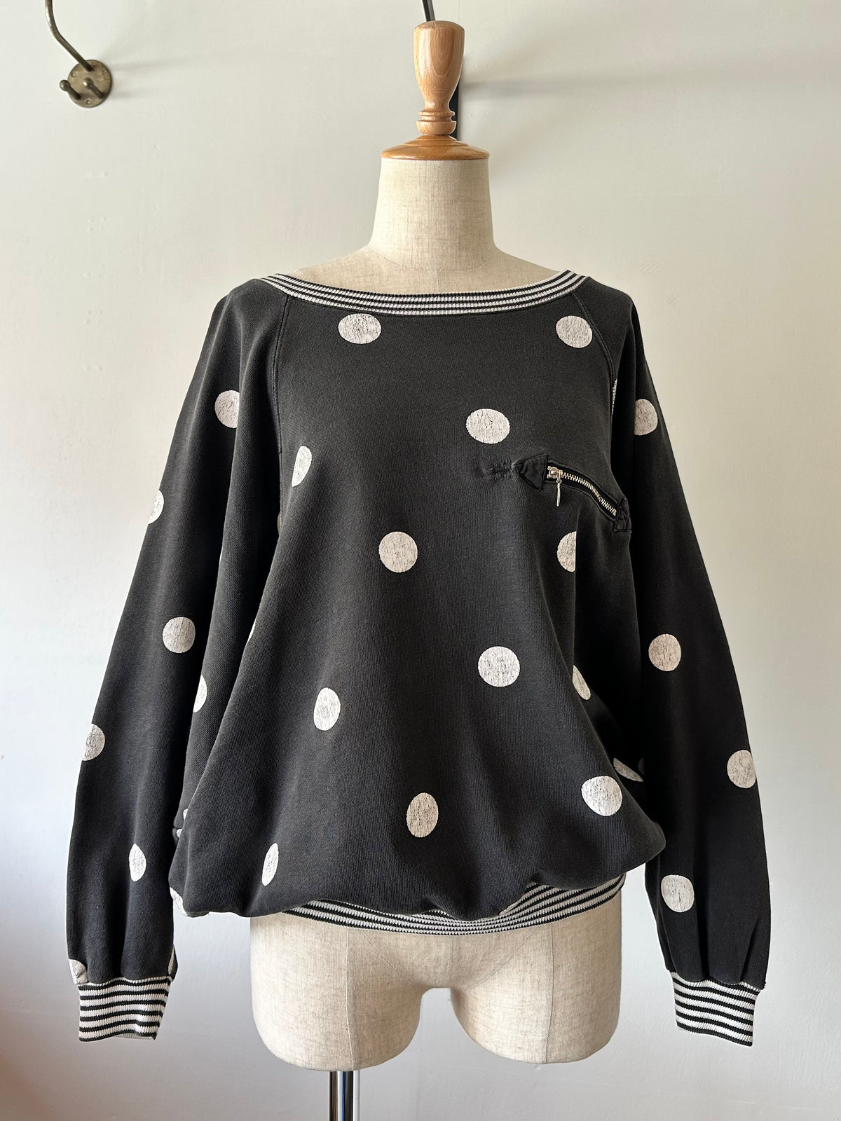 dots stripe dolman sleeve tops