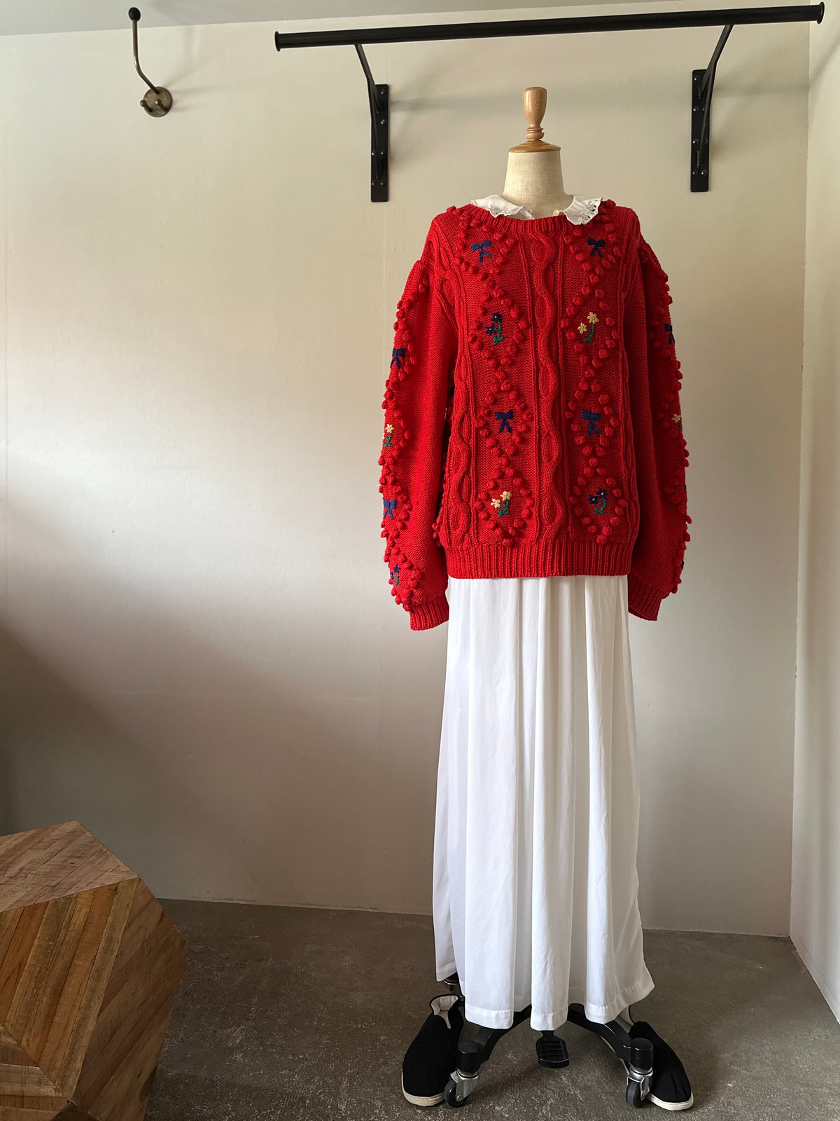 ribbon×flower knit sweater