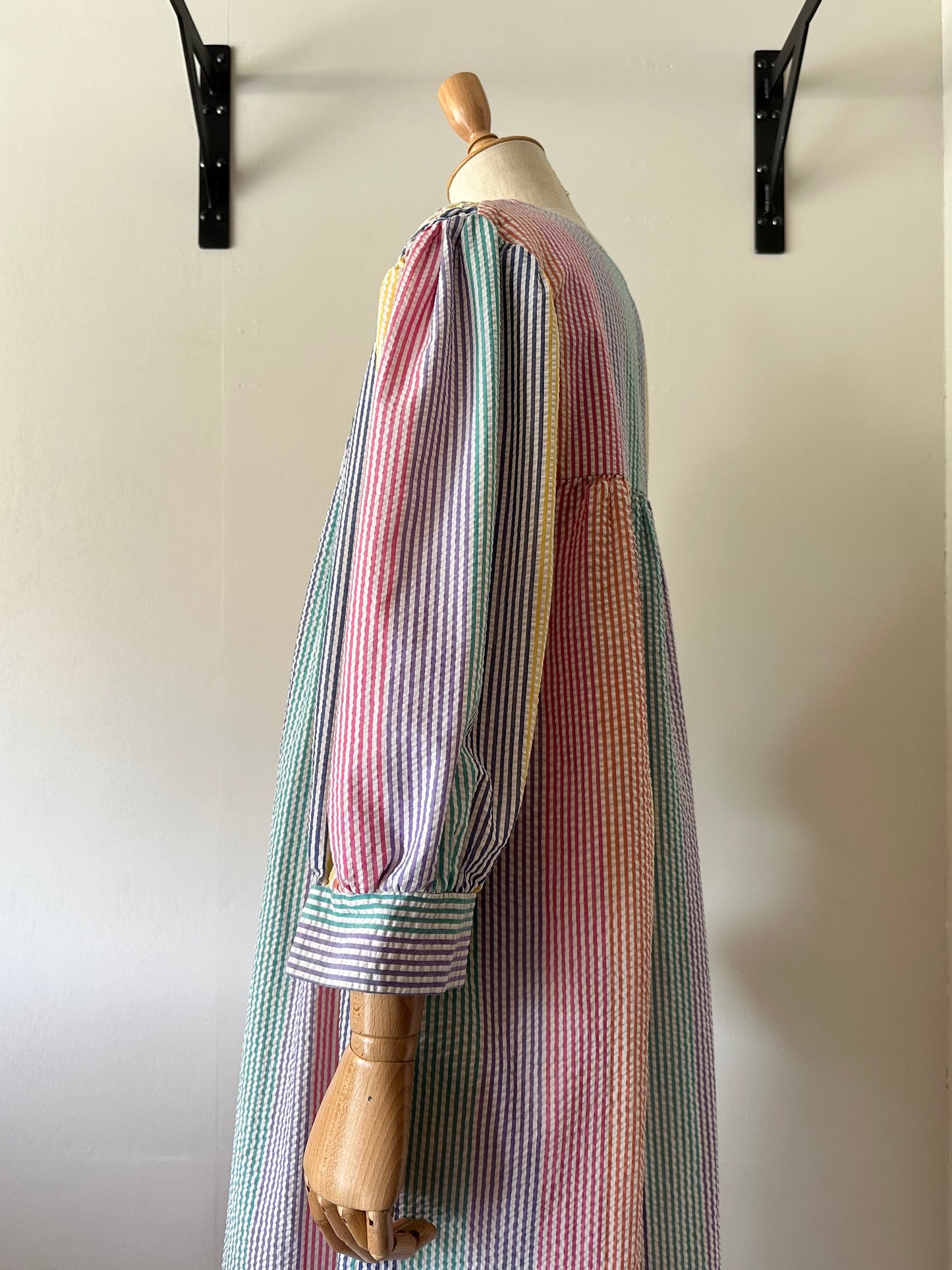 seersucker stripe zip up dress