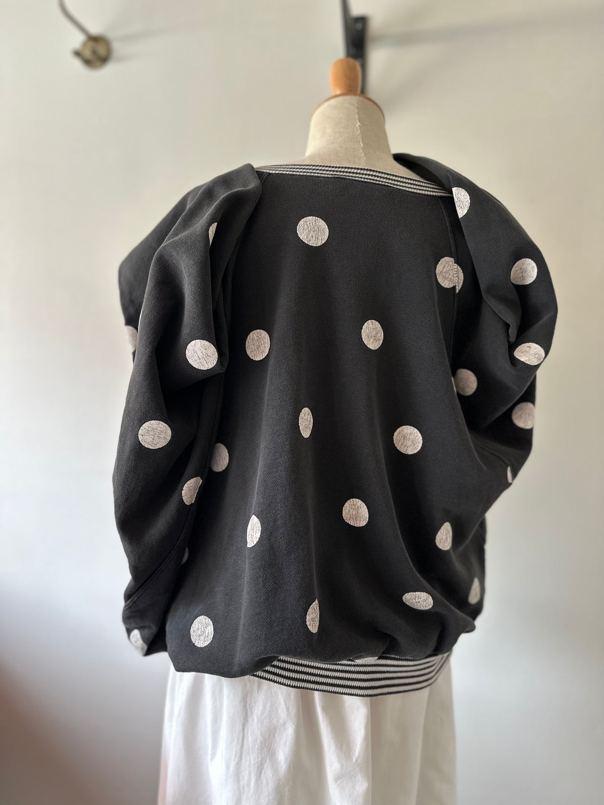 dots stripe dolman sleeve tops