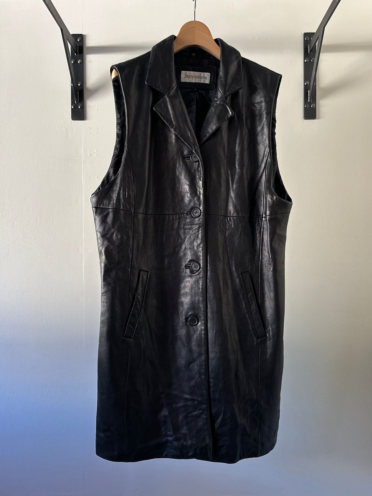 leather long vest