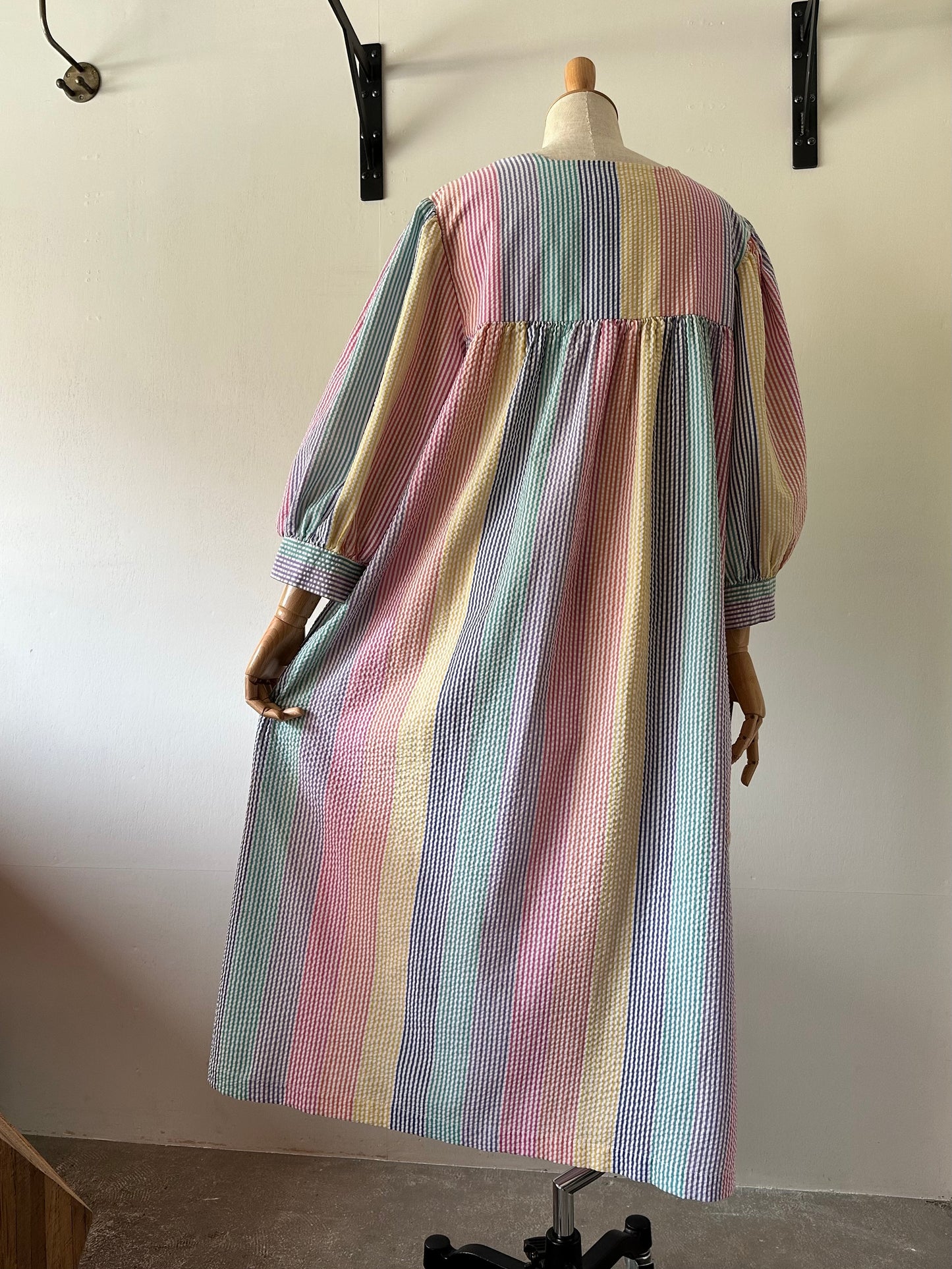 seersucker stripe zip up dress