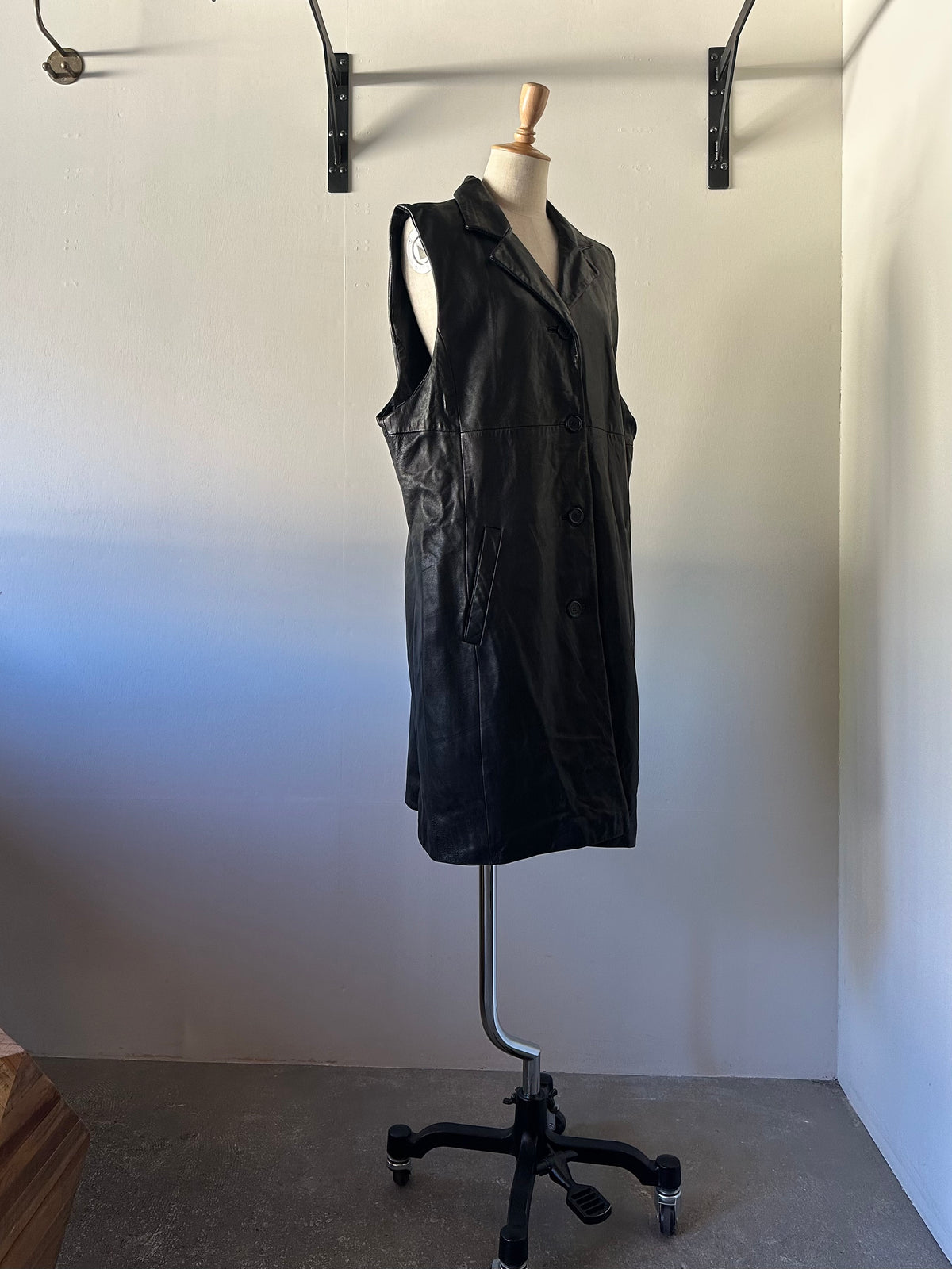 leather long vest
