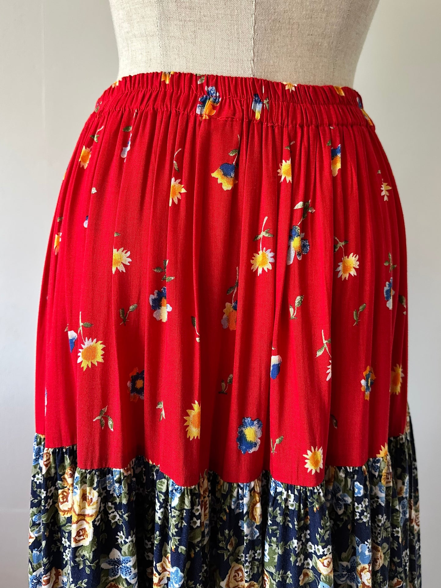 floral tiered maxi skirt