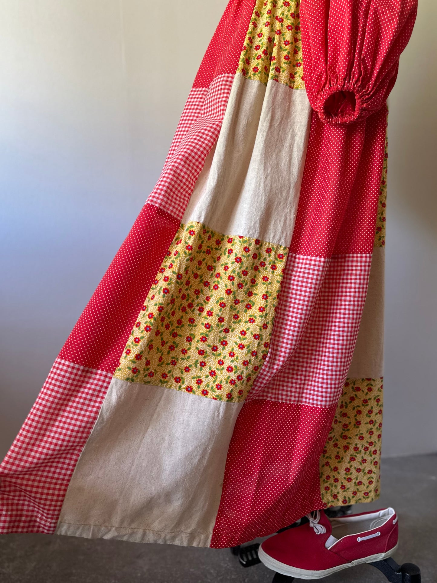 patchwork maxi dress