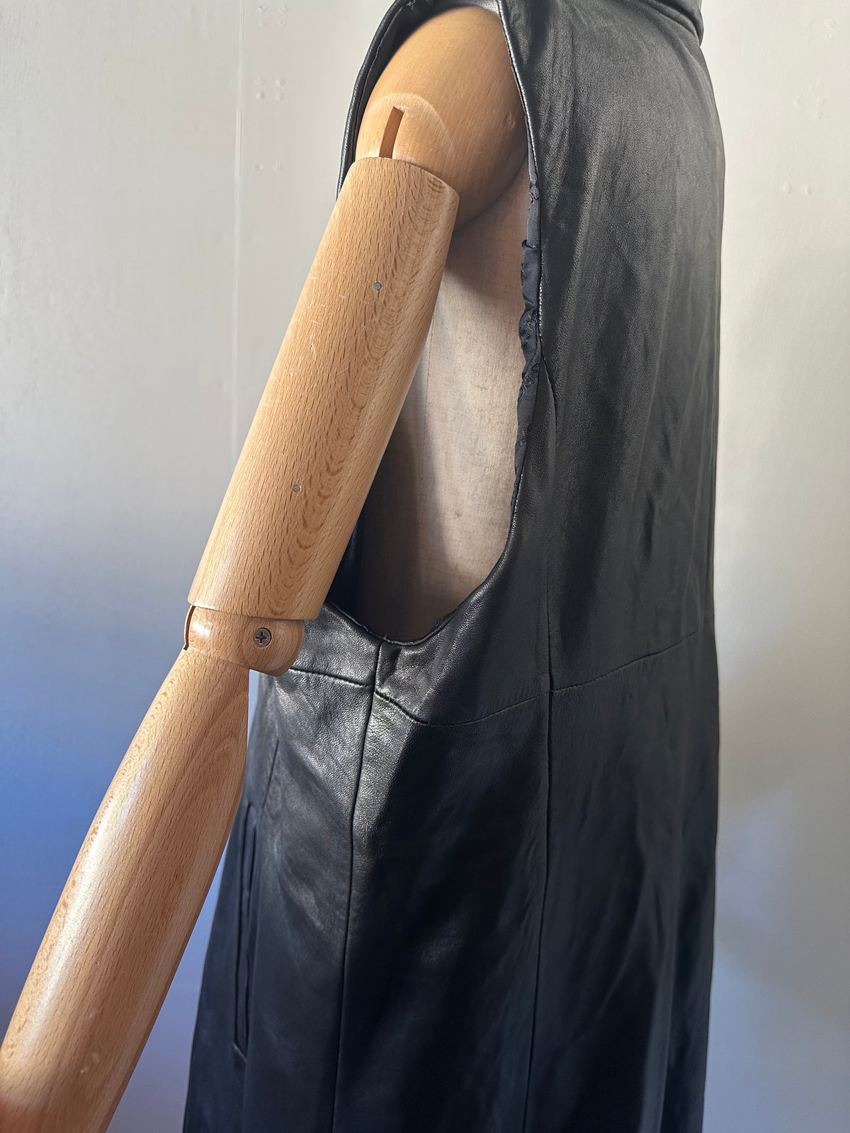 leather long vest