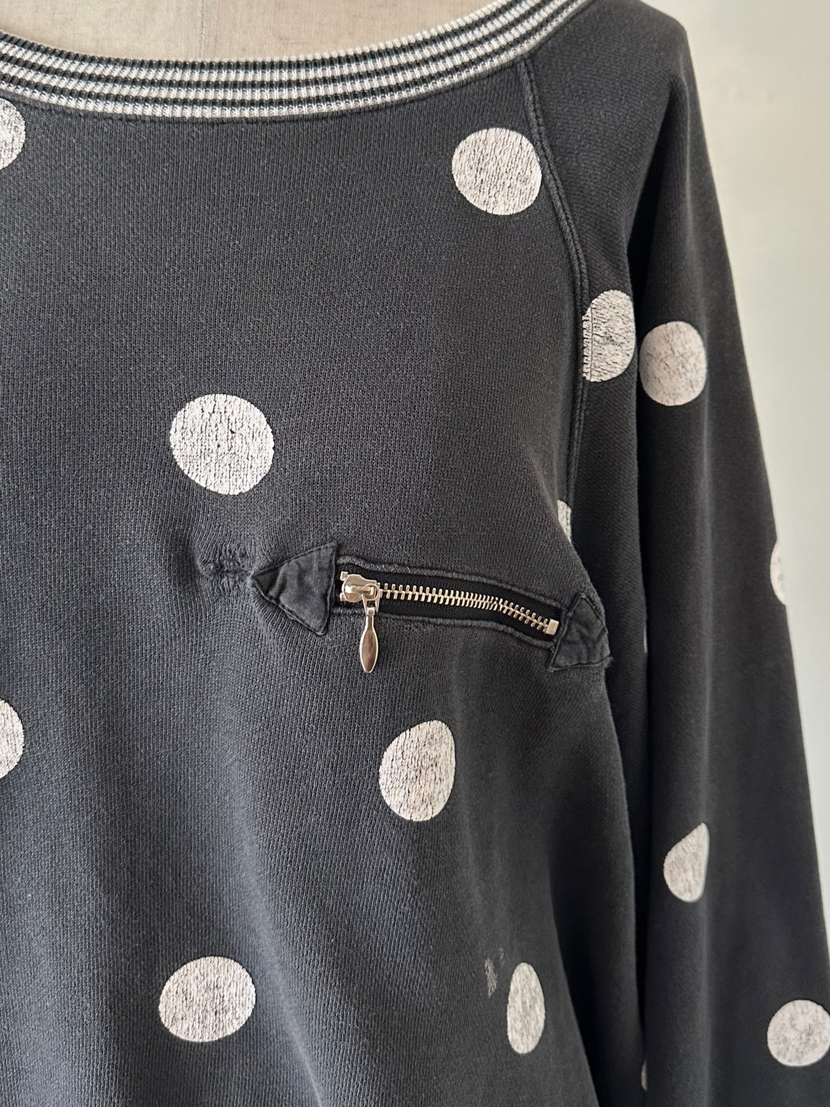 dots stripe dolman sleeve tops
