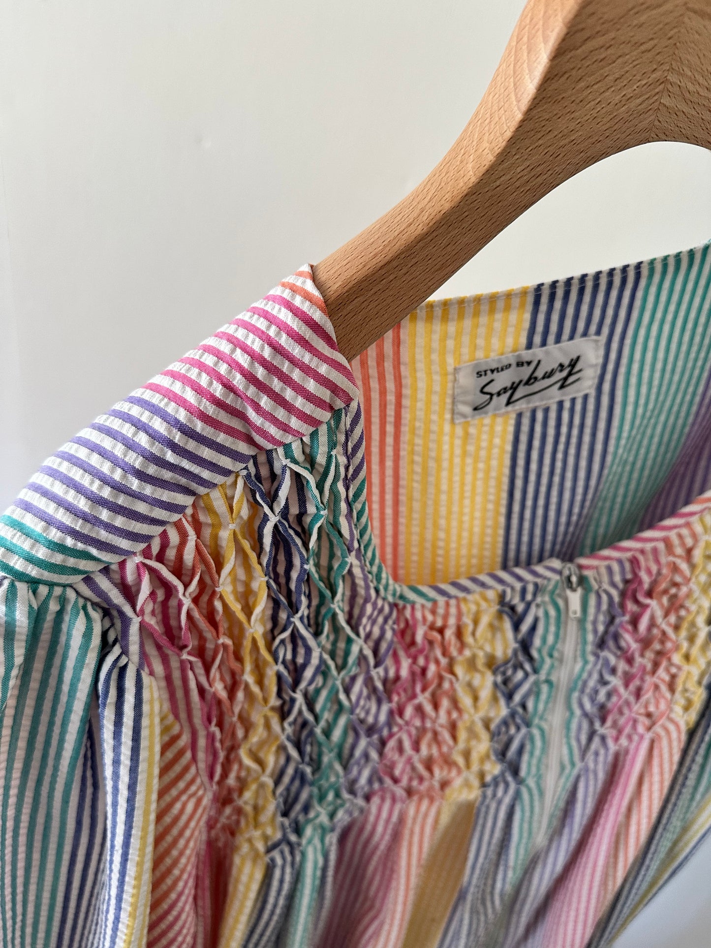 seersucker stripe zip up dress