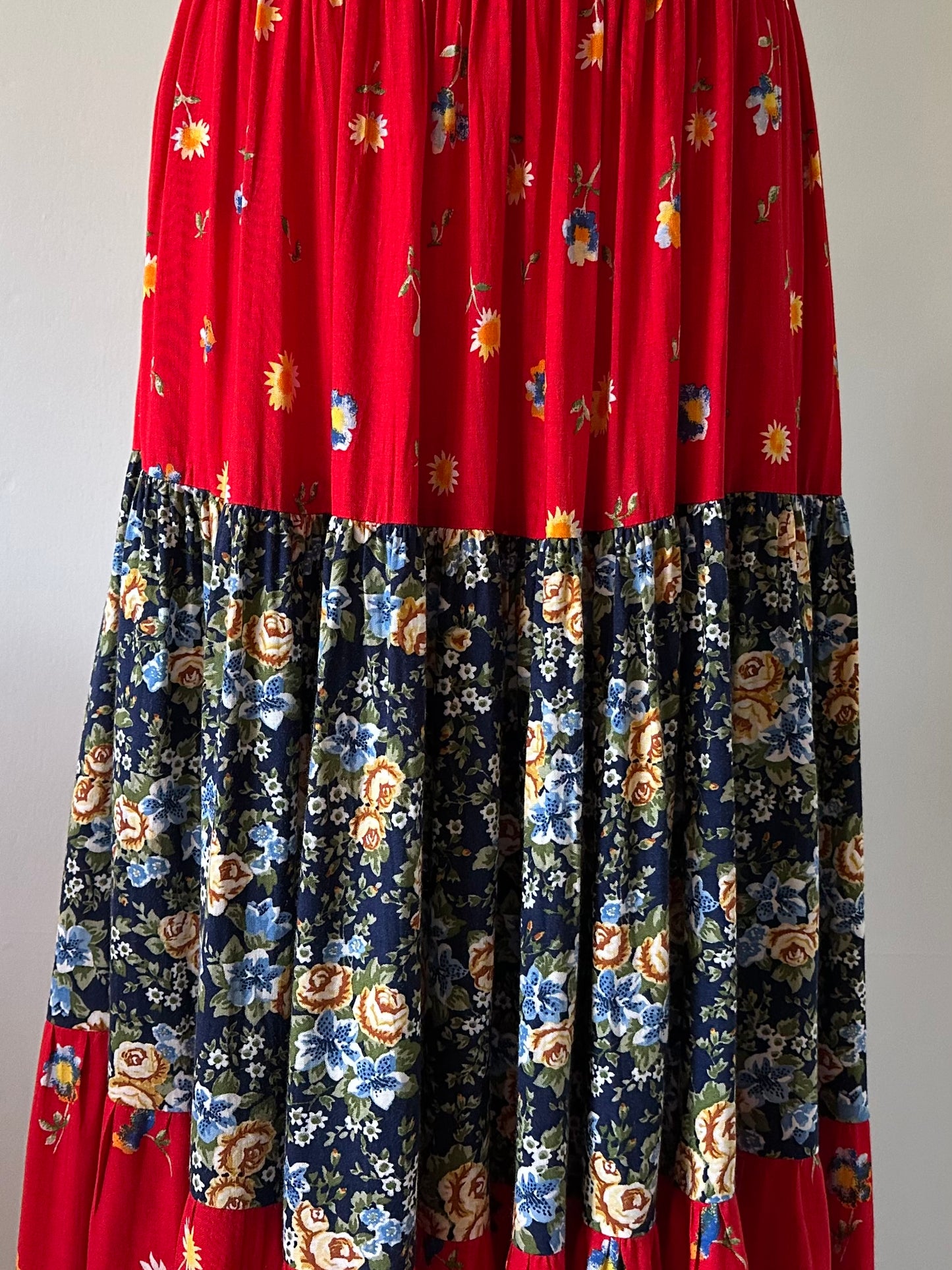 floral tiered maxi skirt