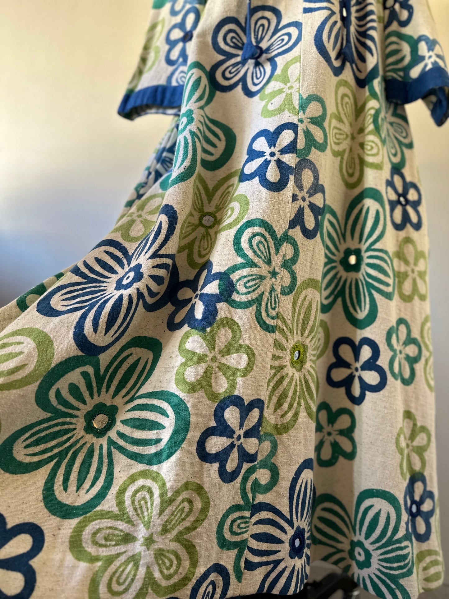 vintage floral mirror work dress