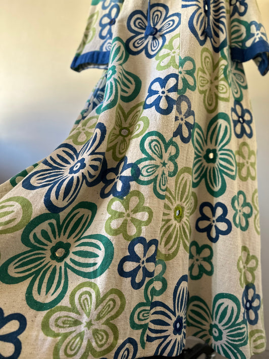 vintage floral mirror work dress