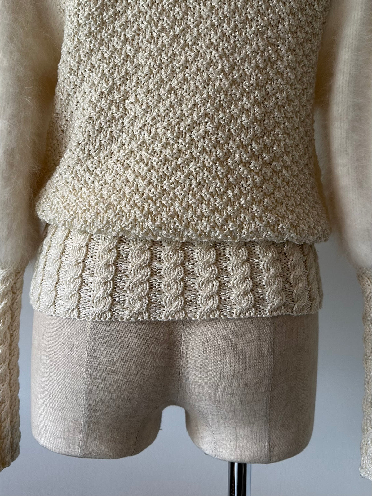 fur sleeve design knit tops