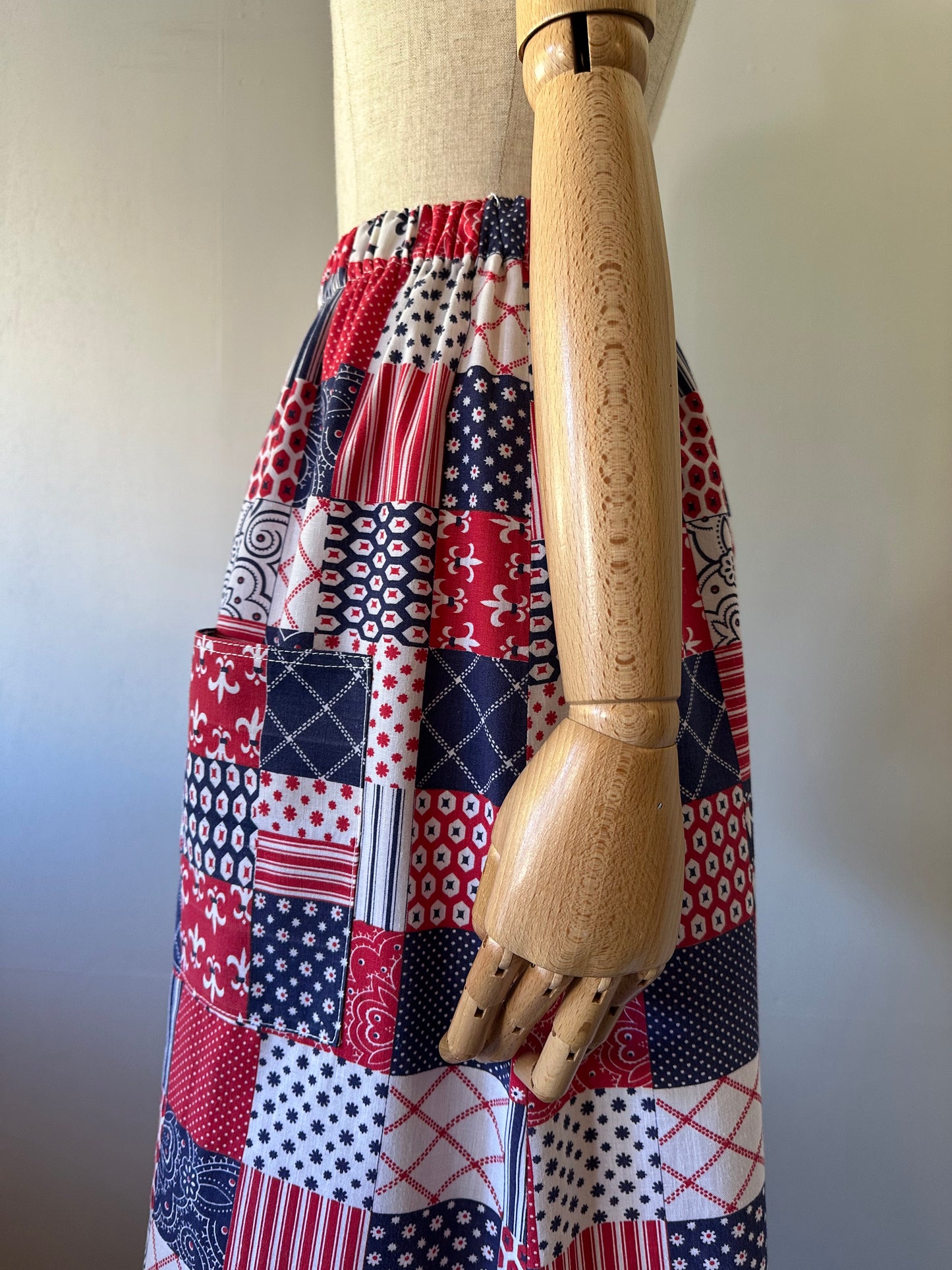 patchwork pattern maxi skirt