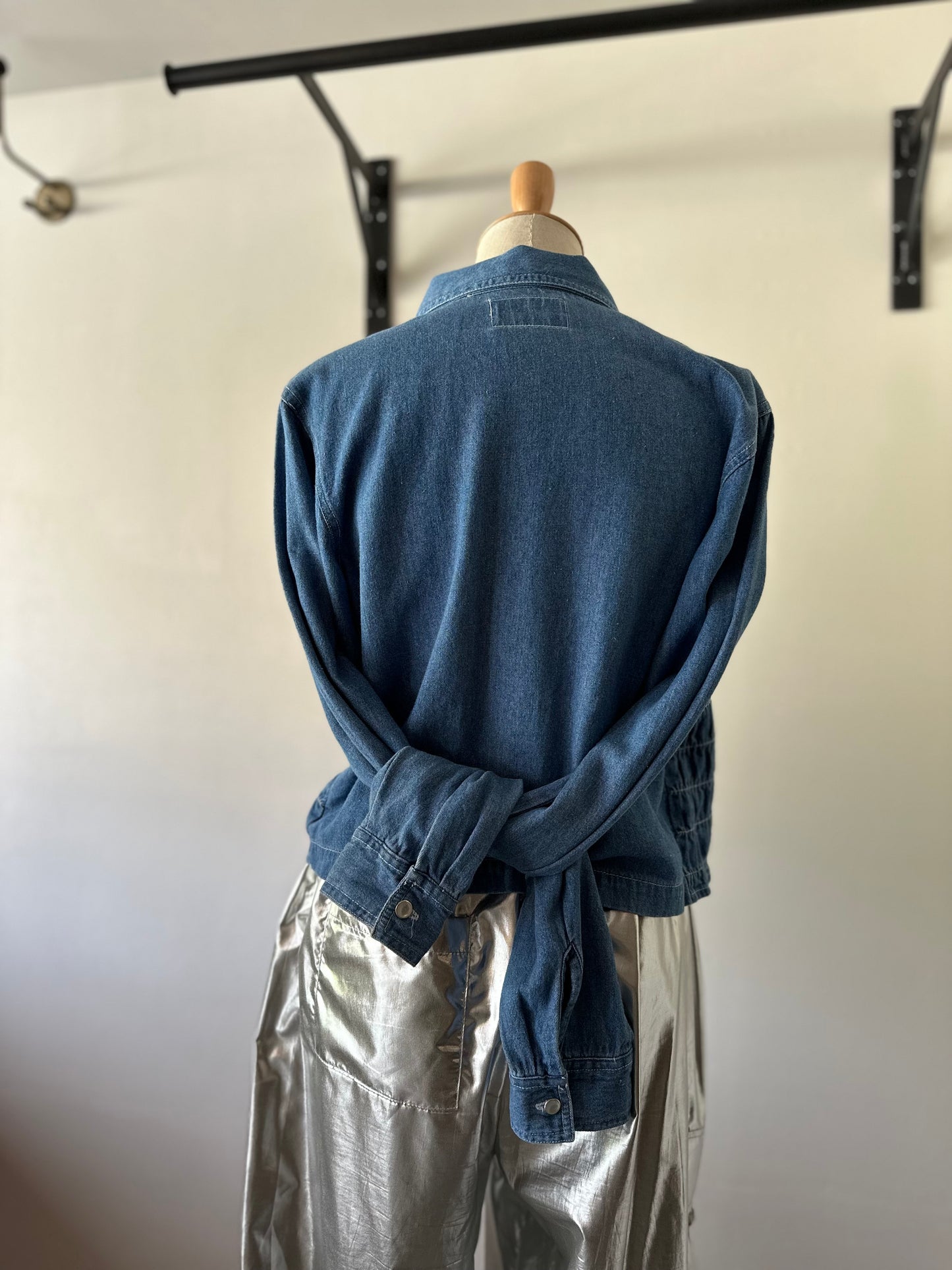 zip up shirring shirt