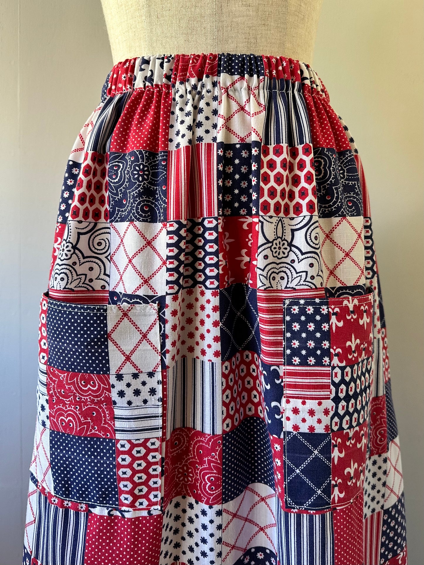 patchwork pattern maxi skirt