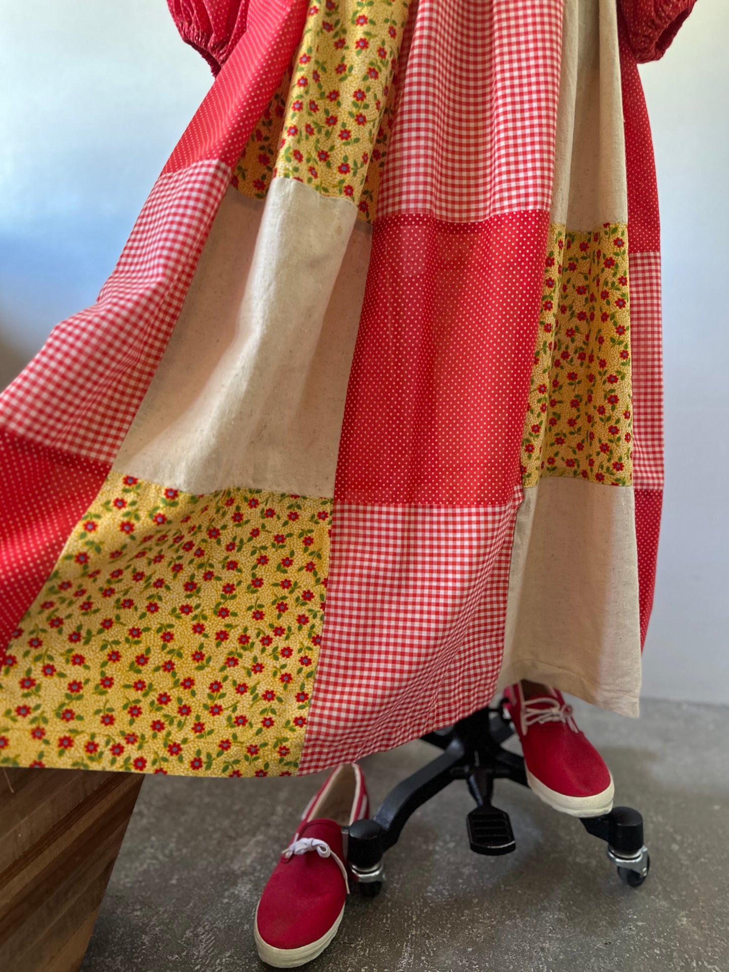 patchwork maxi dress