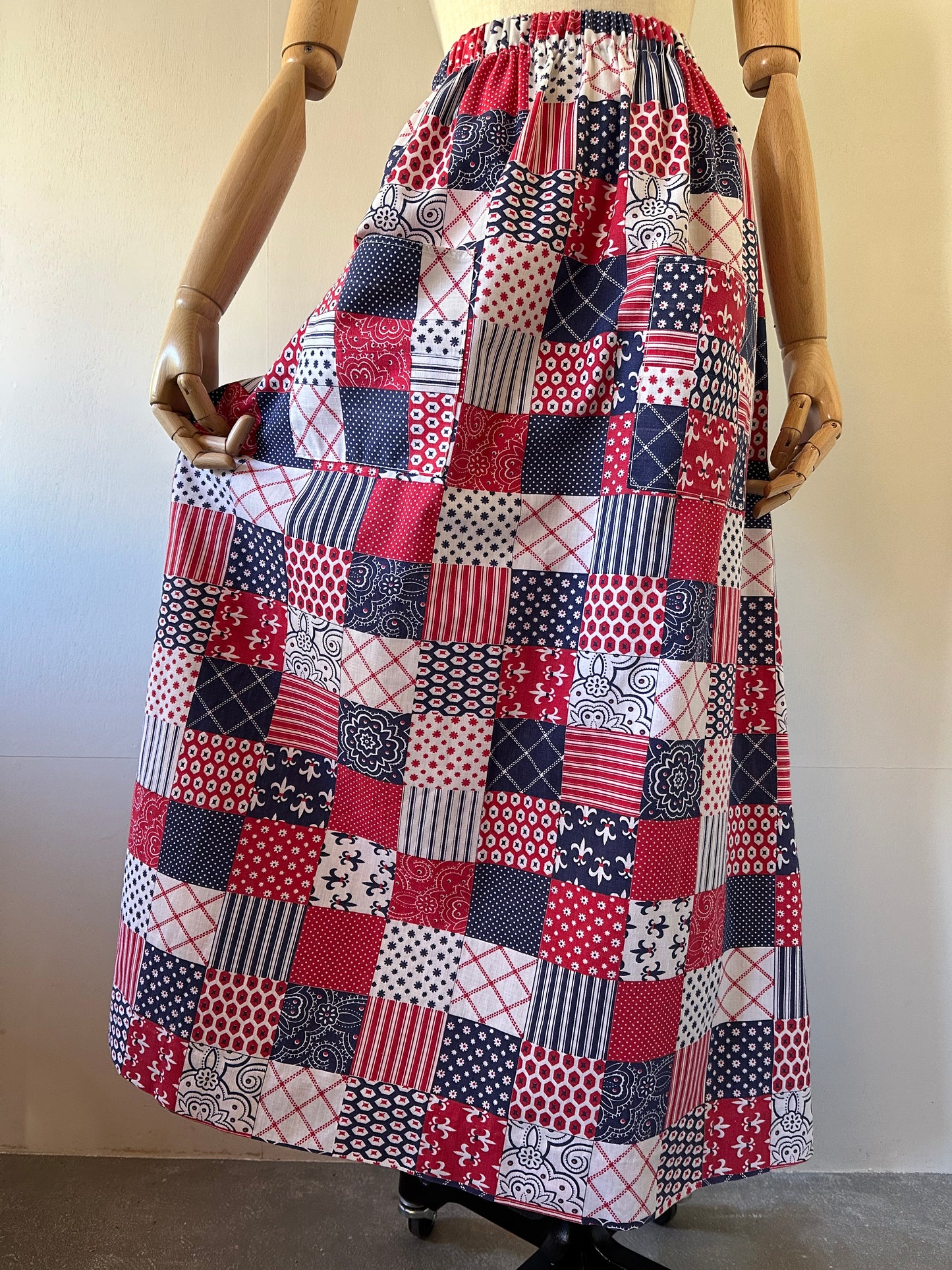 patchwork pattern maxi skirt