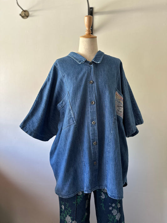 wide silhouette denim shirt