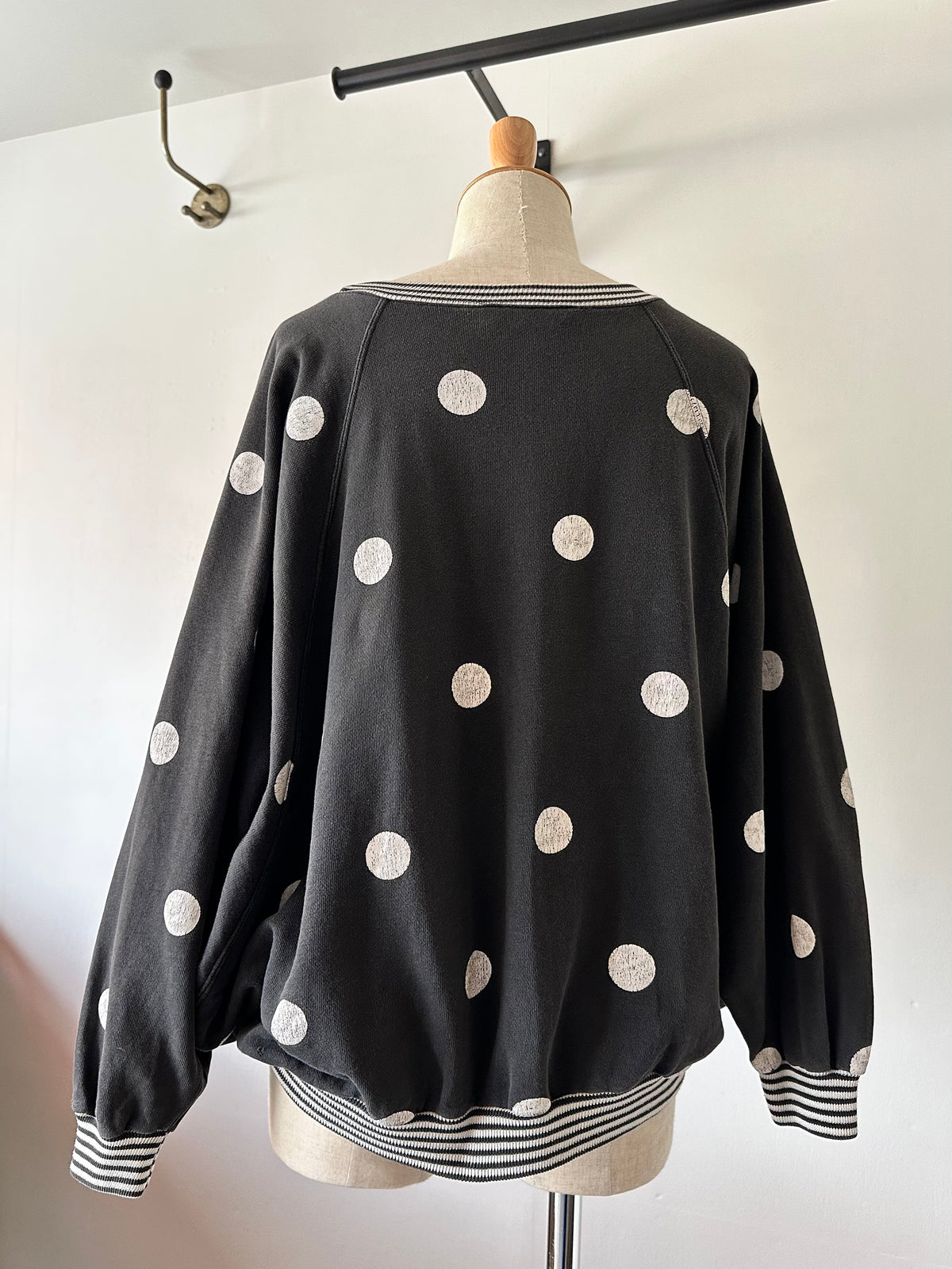 dots stripe dolman sleeve tops