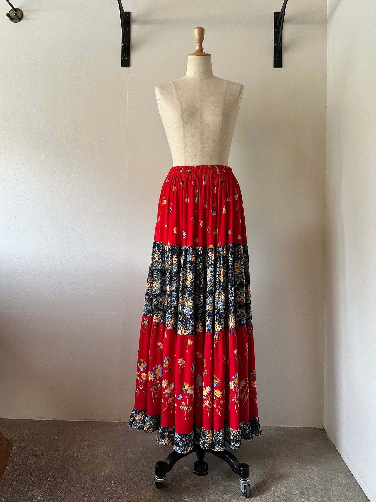 floral tiered maxi skirt