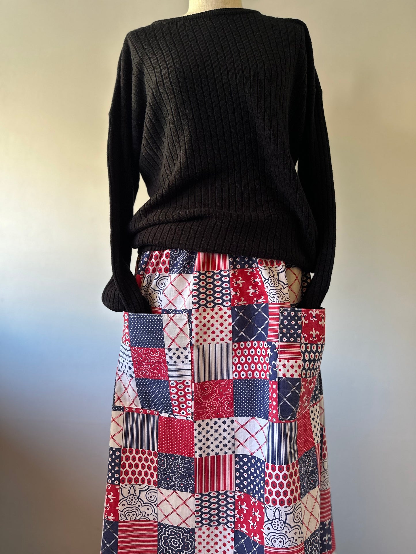 patchwork pattern maxi skirt