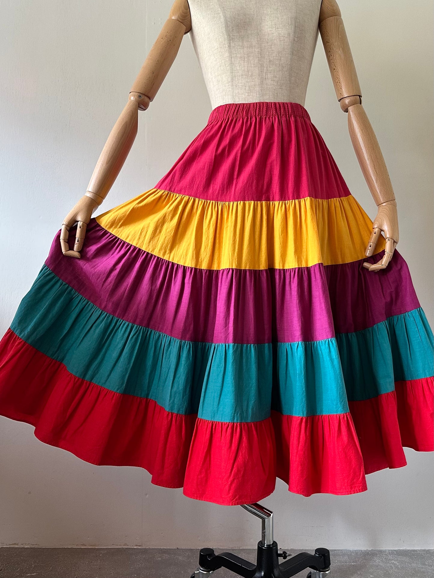 multicolored tiered skirt