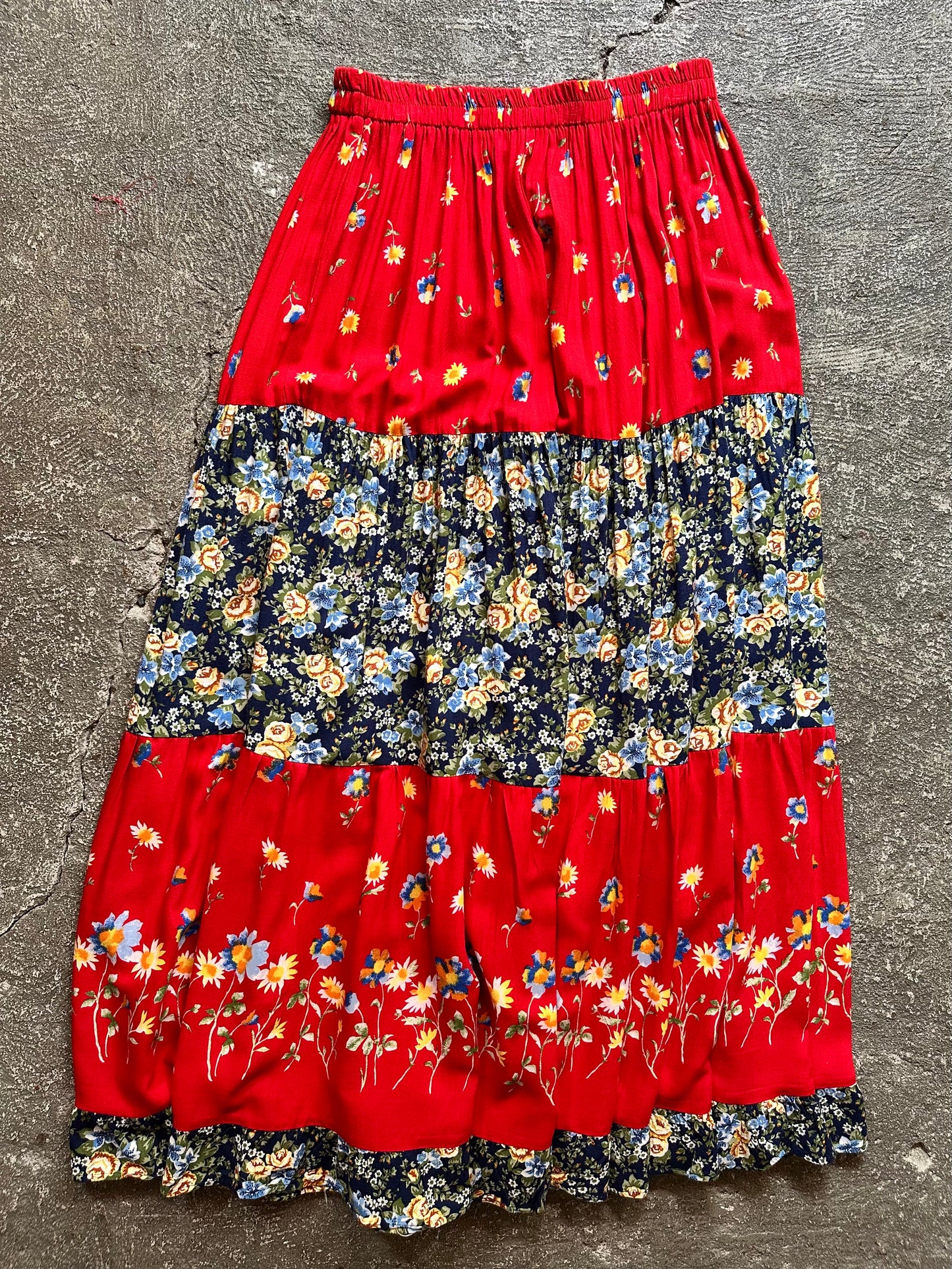 floral tiered maxi skirt