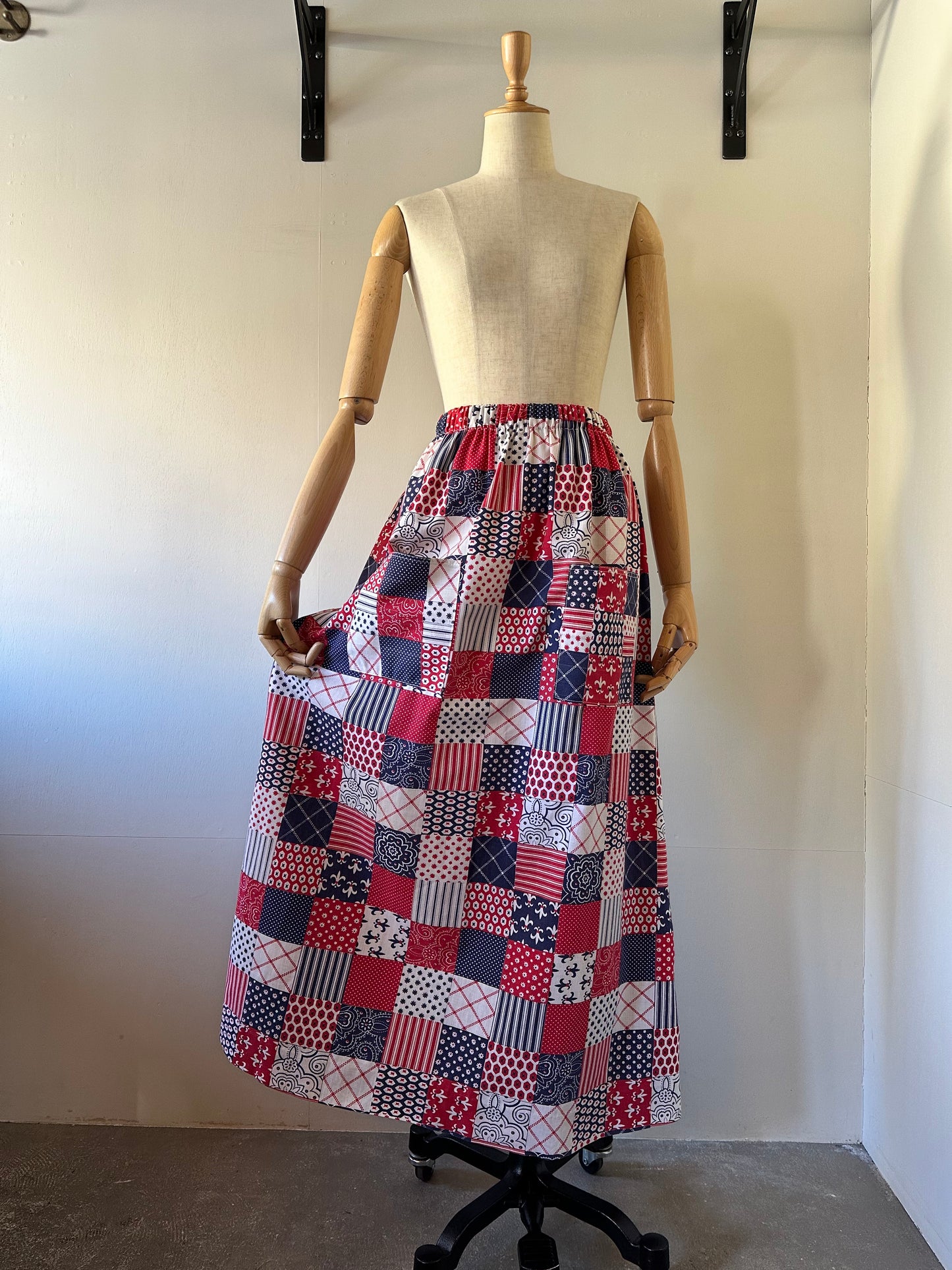 patchwork pattern maxi skirt
