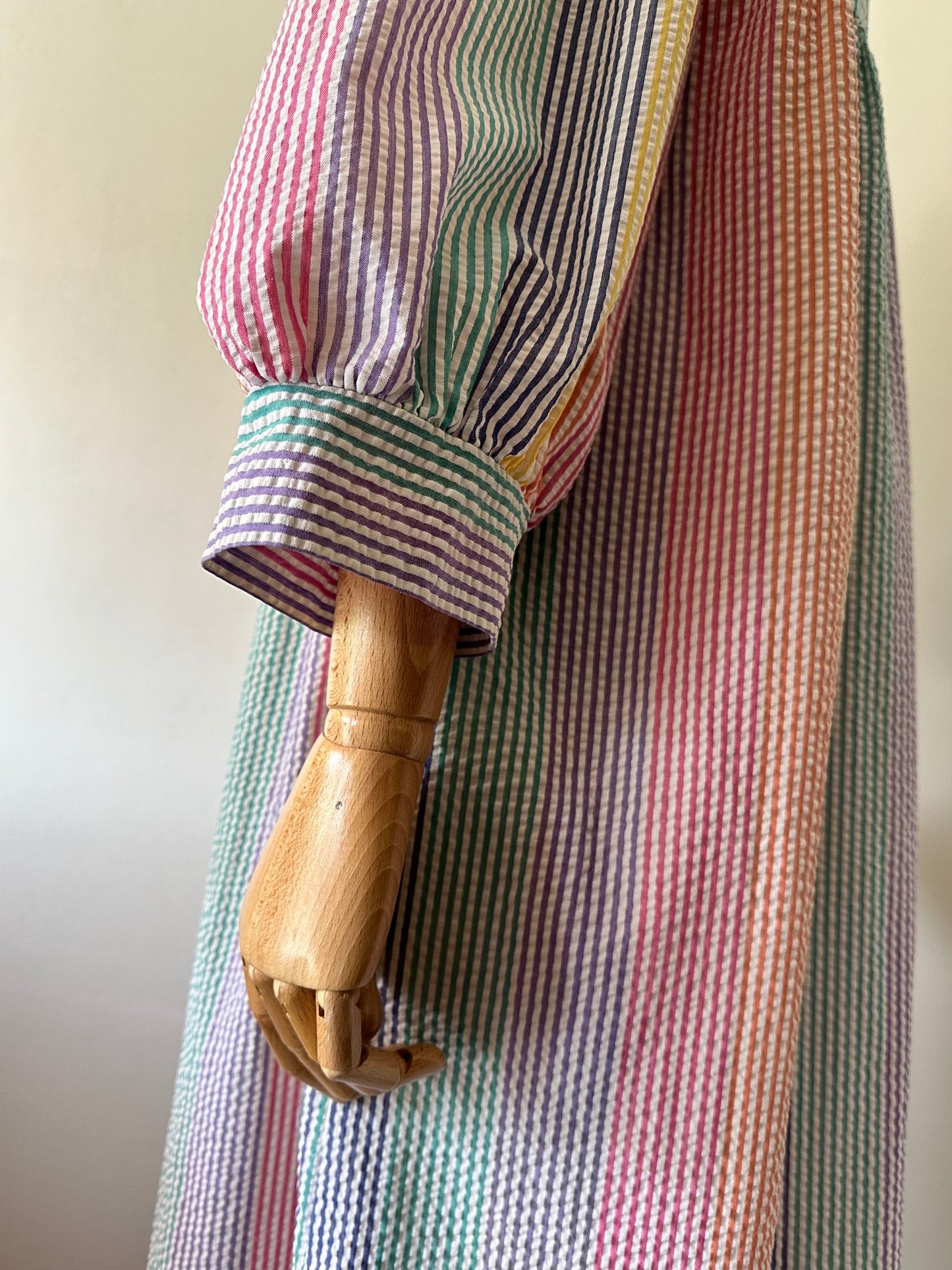 seersucker stripe zip up dress