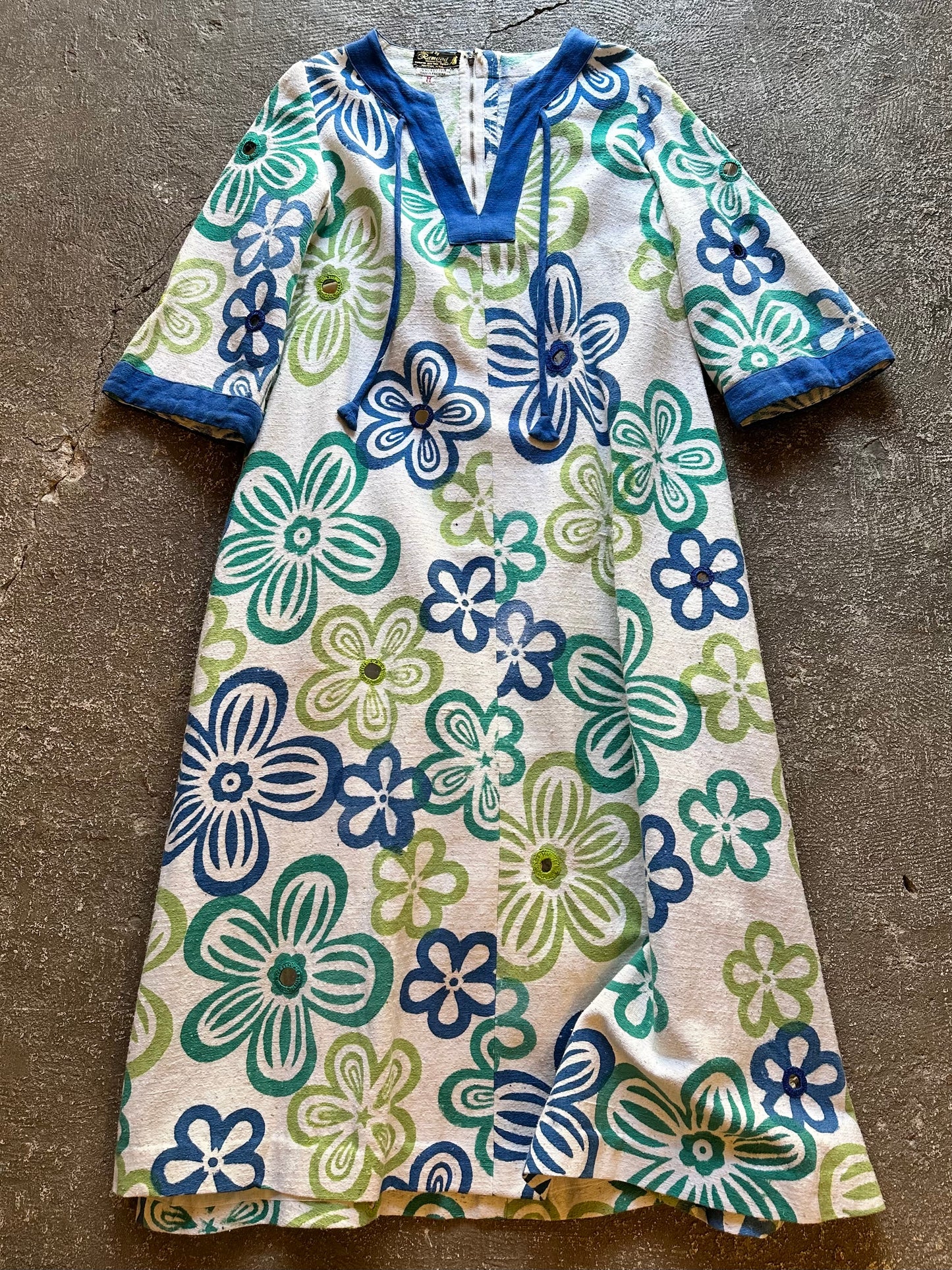 vintage floral mirror work dress