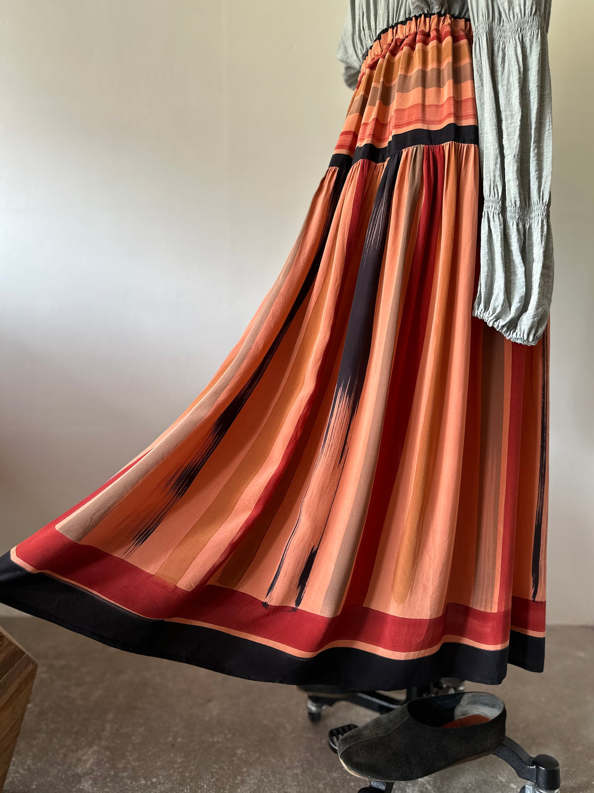 mulch stripe silk skirt