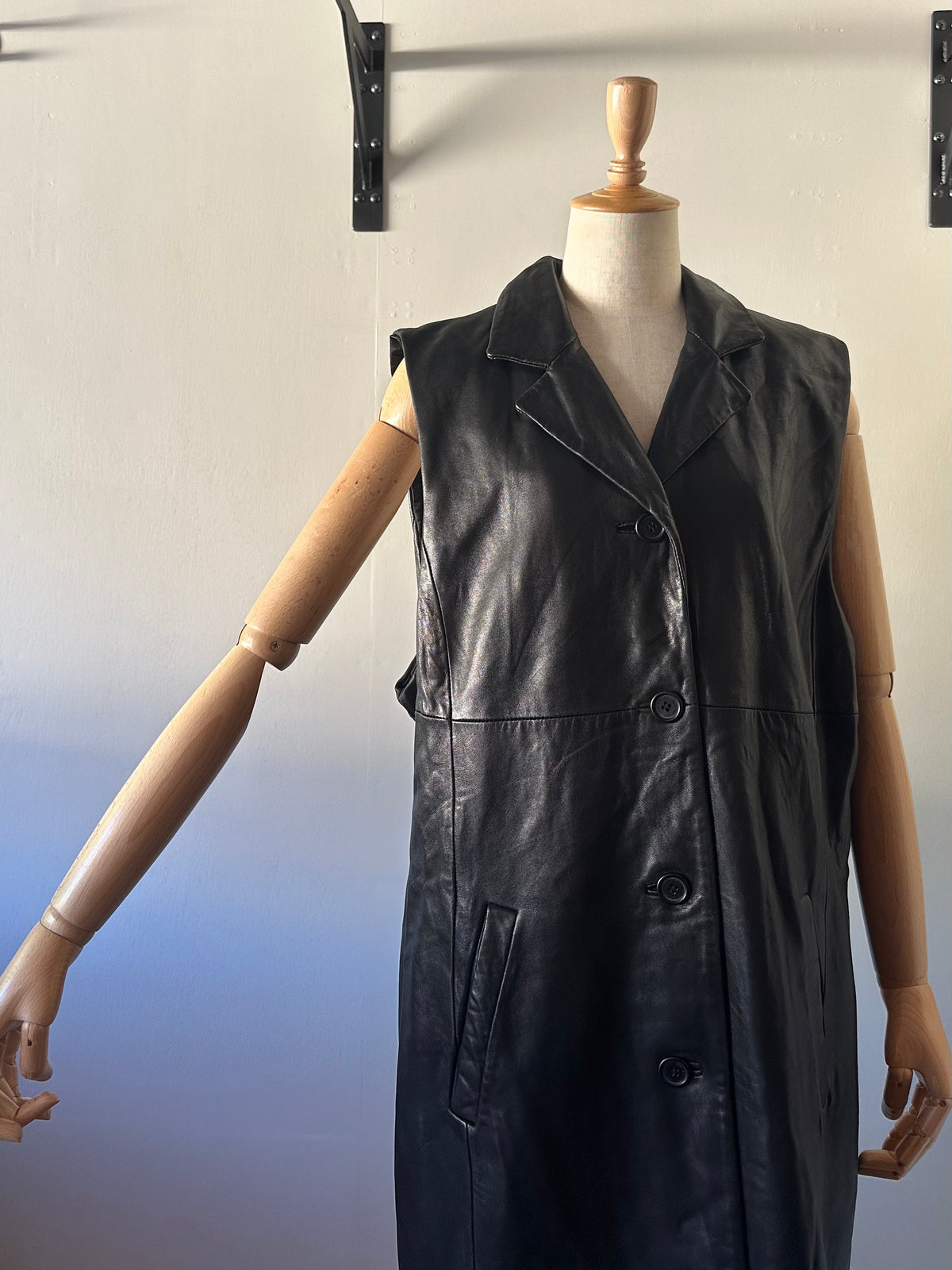 leather long vest