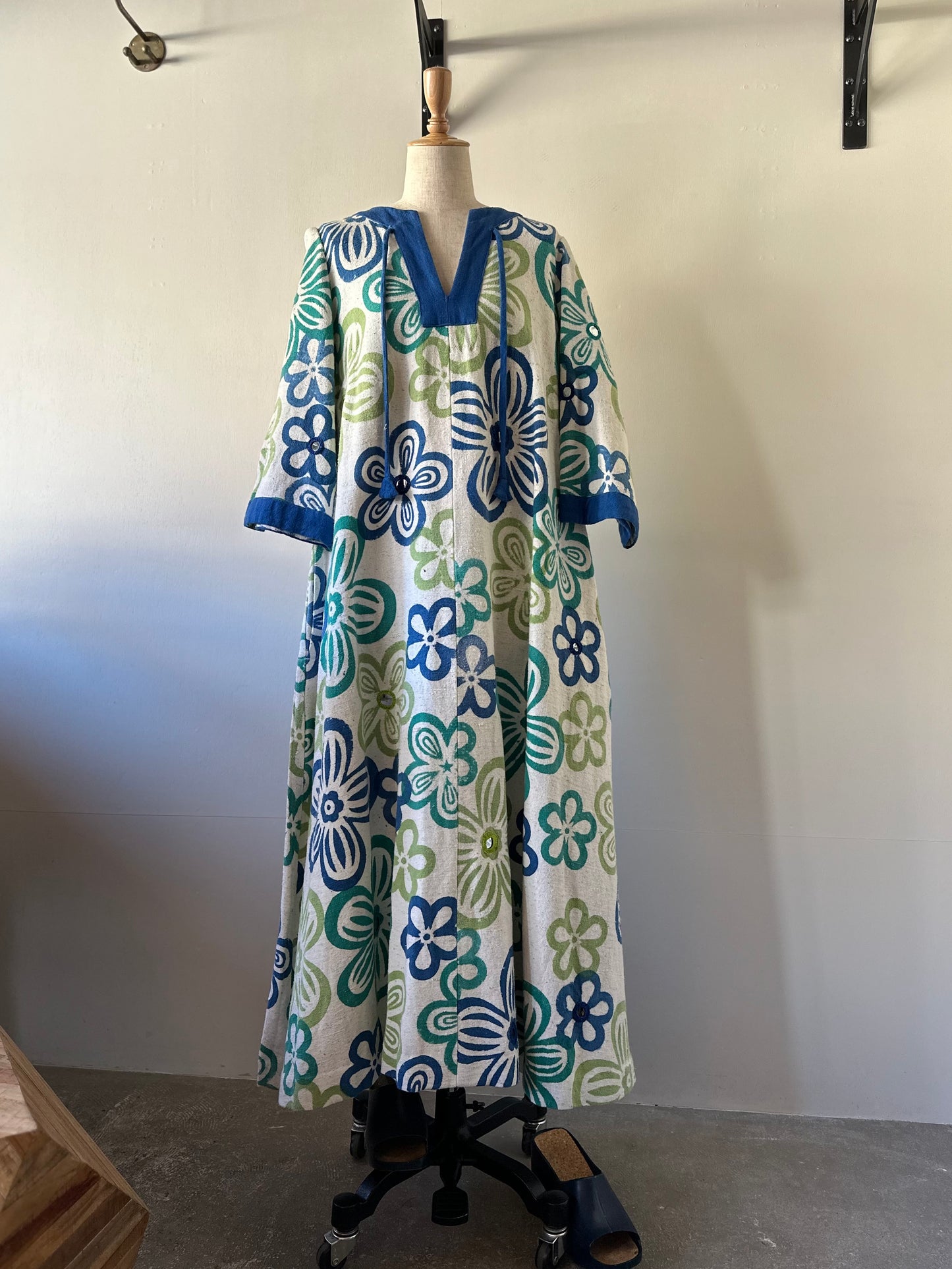vintage floral mirror work dress