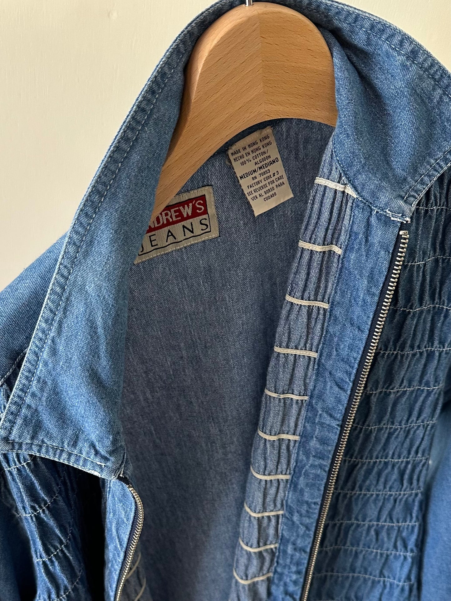 zip up shirring shirt