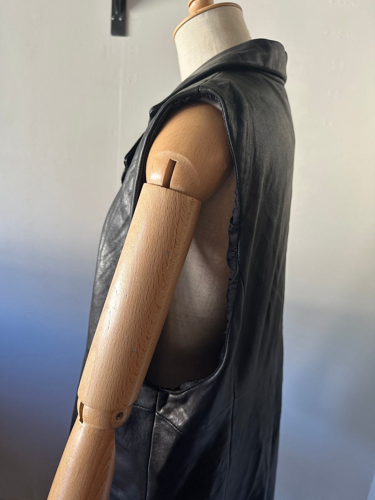 leather long vest