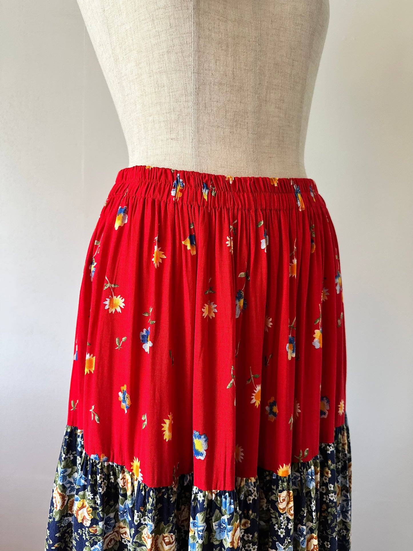 floral tiered maxi skirt