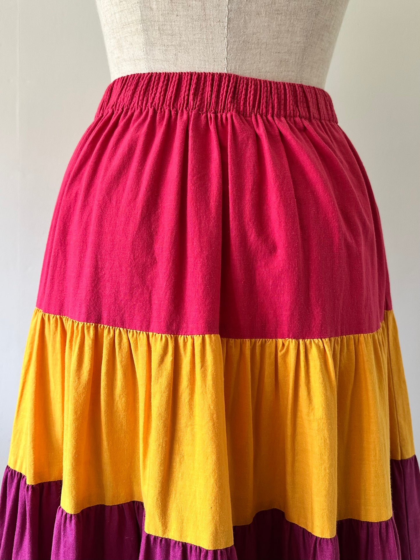 multicolored tiered skirt