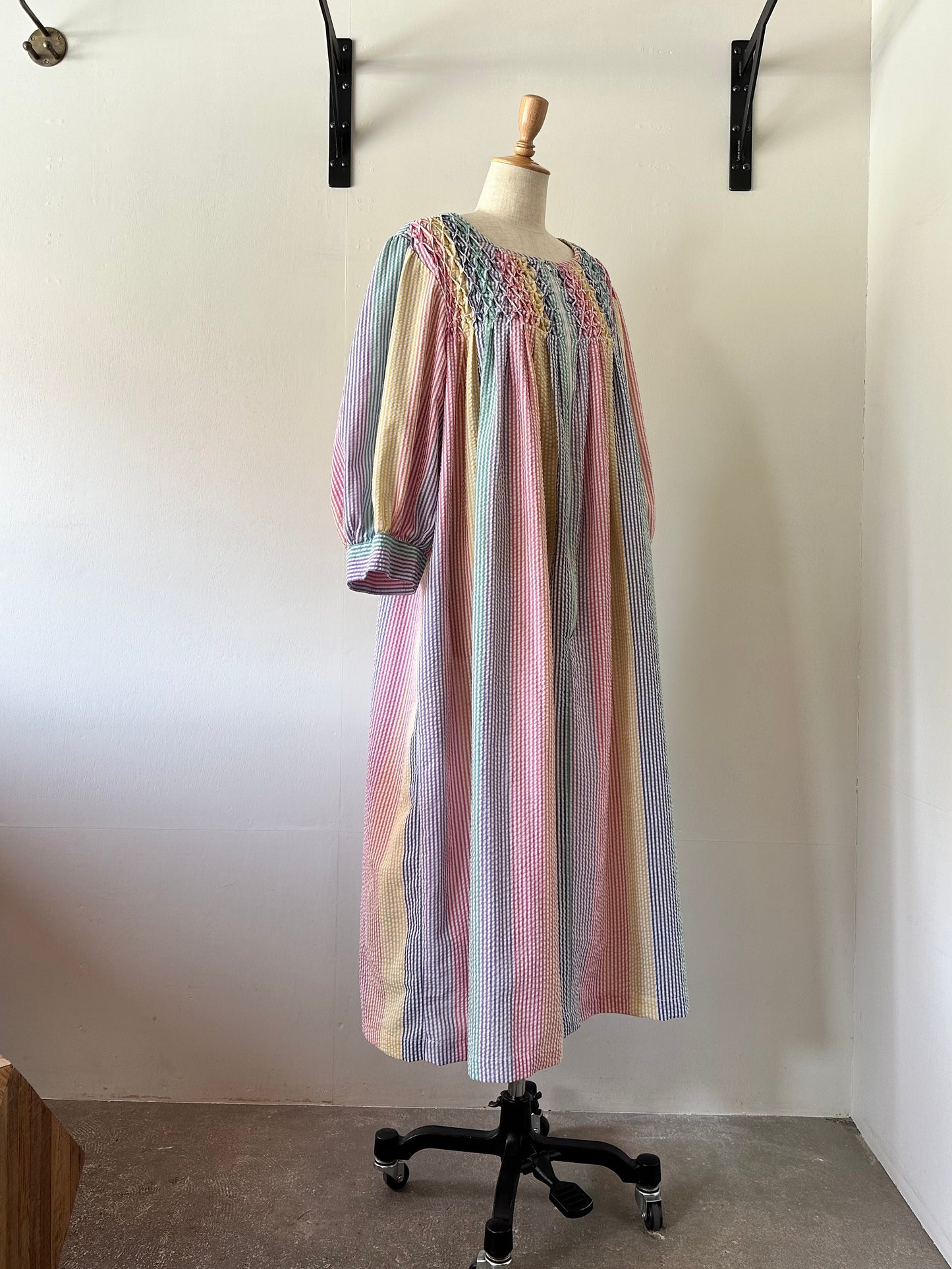 seersucker stripe zip up dress