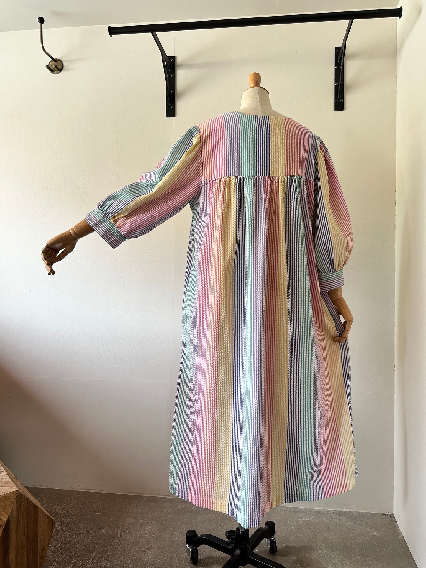 seersucker stripe zip up dress