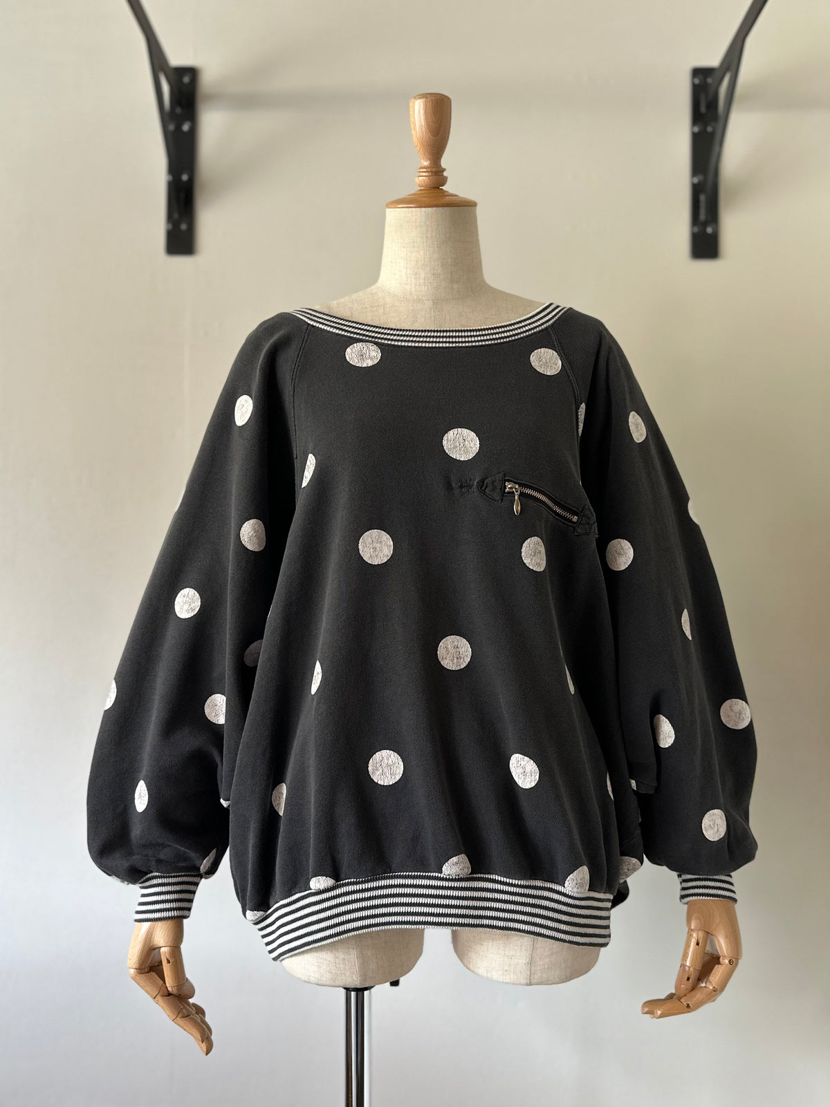 dots stripe dolman sleeve tops