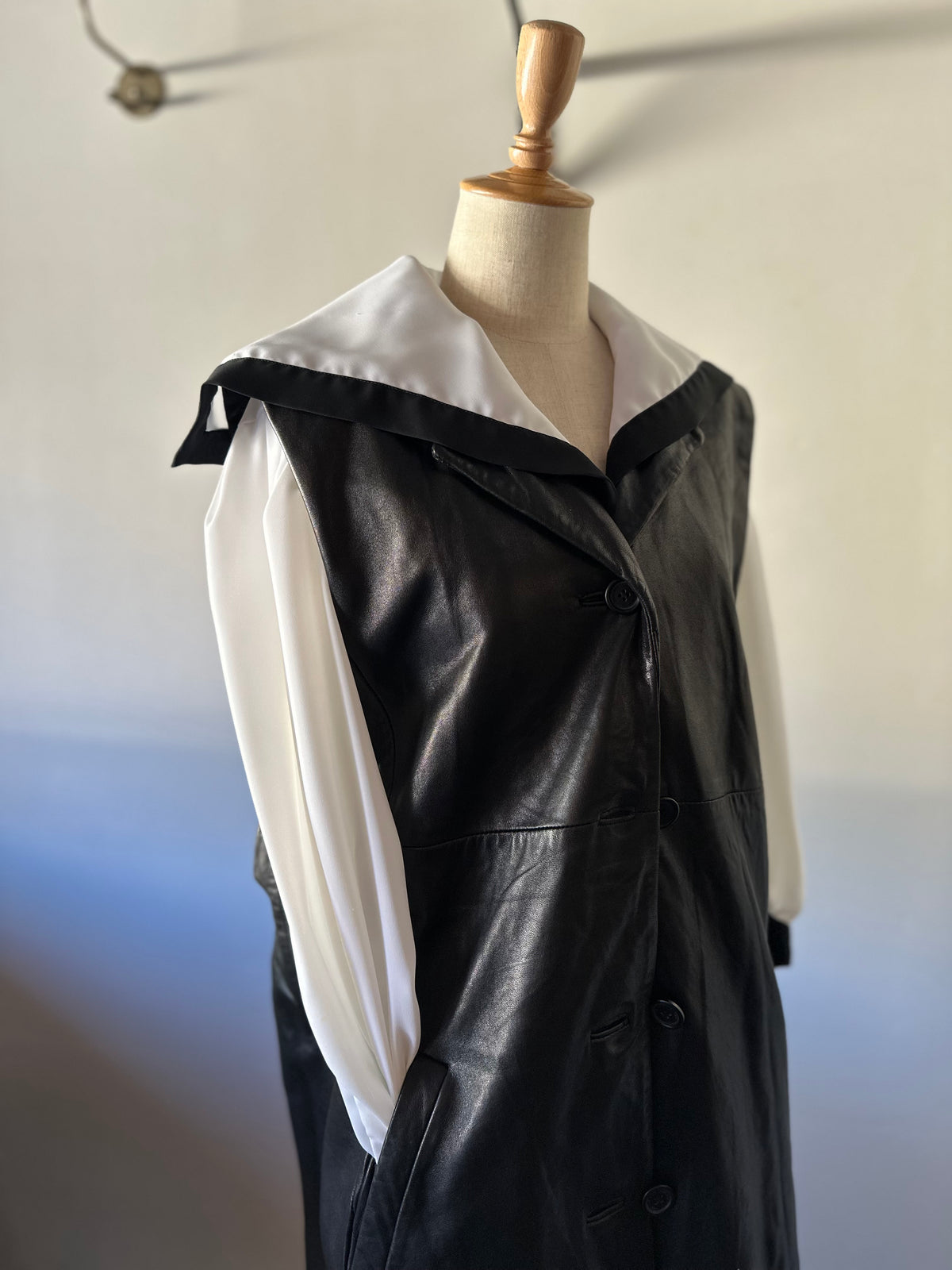 leather long vest