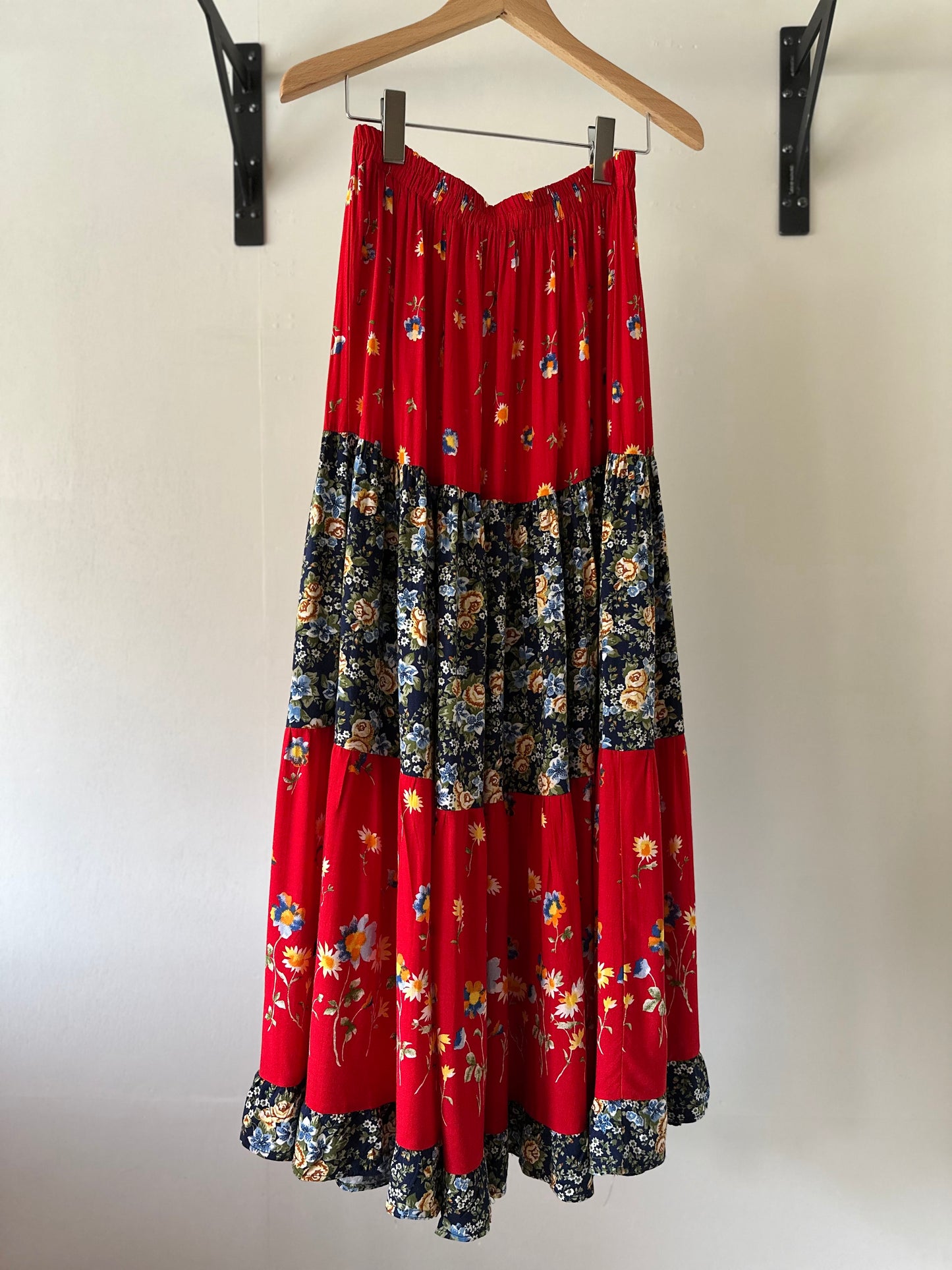 floral tiered maxi skirt