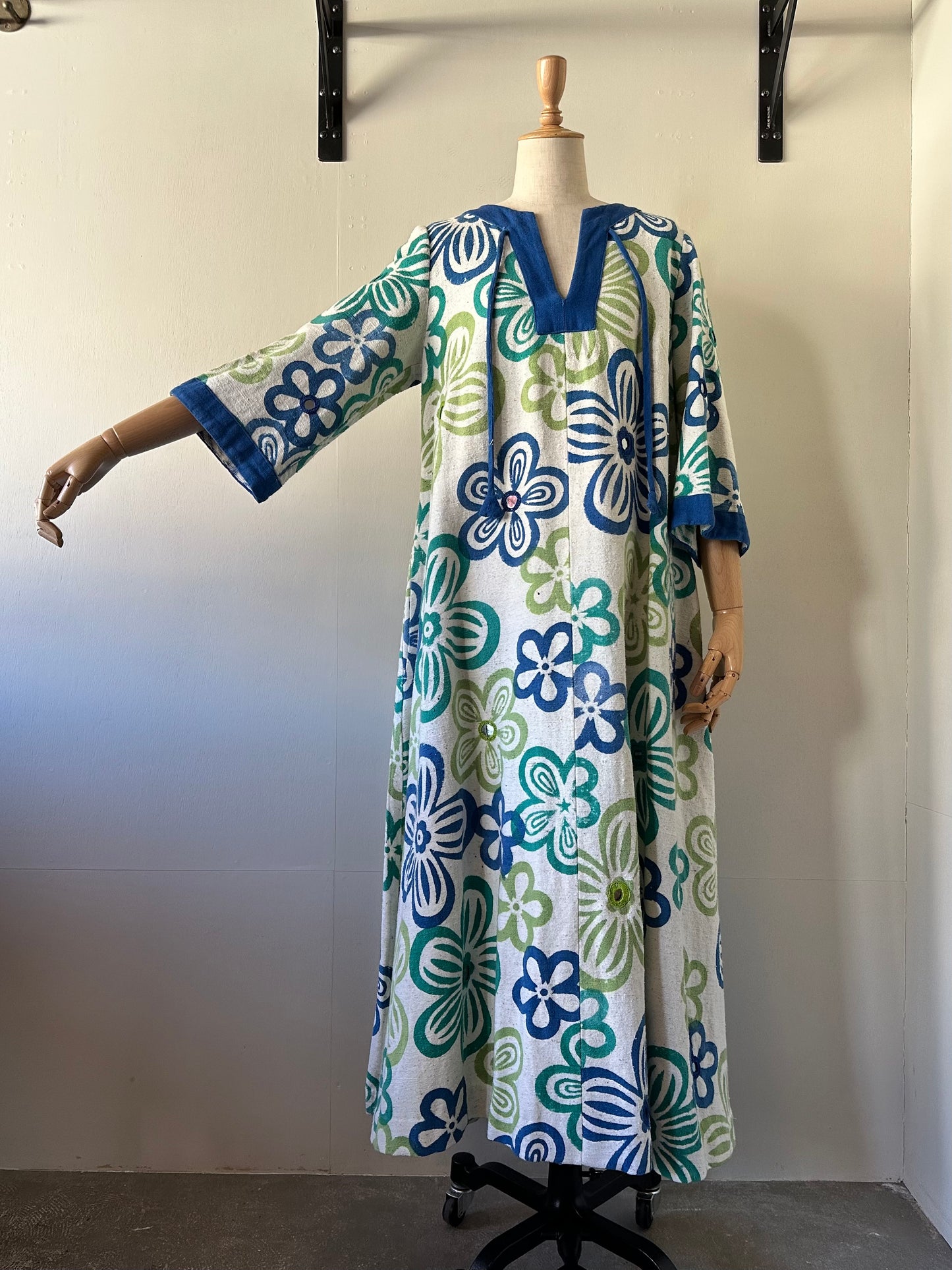 vintage floral mirror work dress